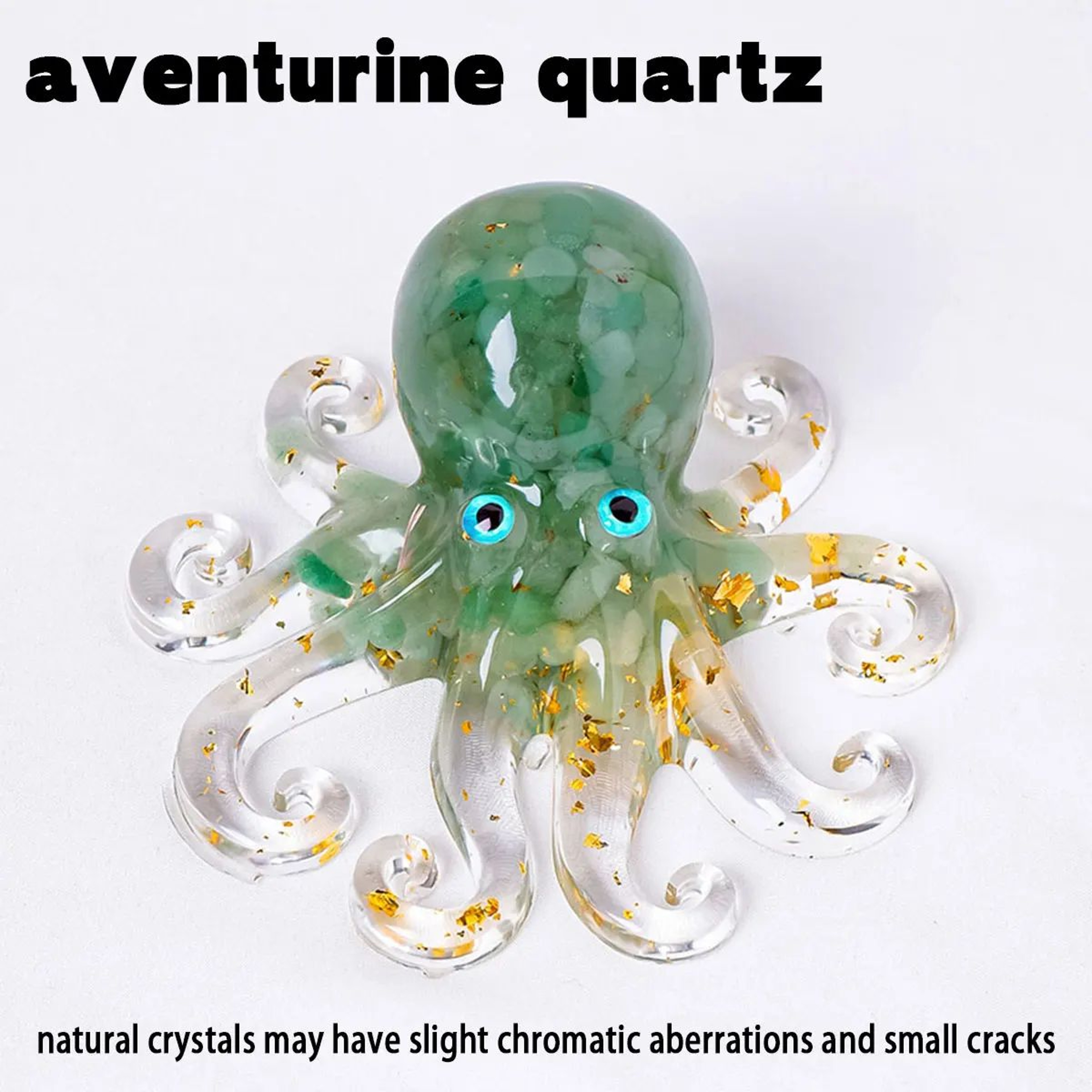Natural Crystal Octopus Statue Decorative Resin Sculpture Reiki Stone Desk Ornament 10