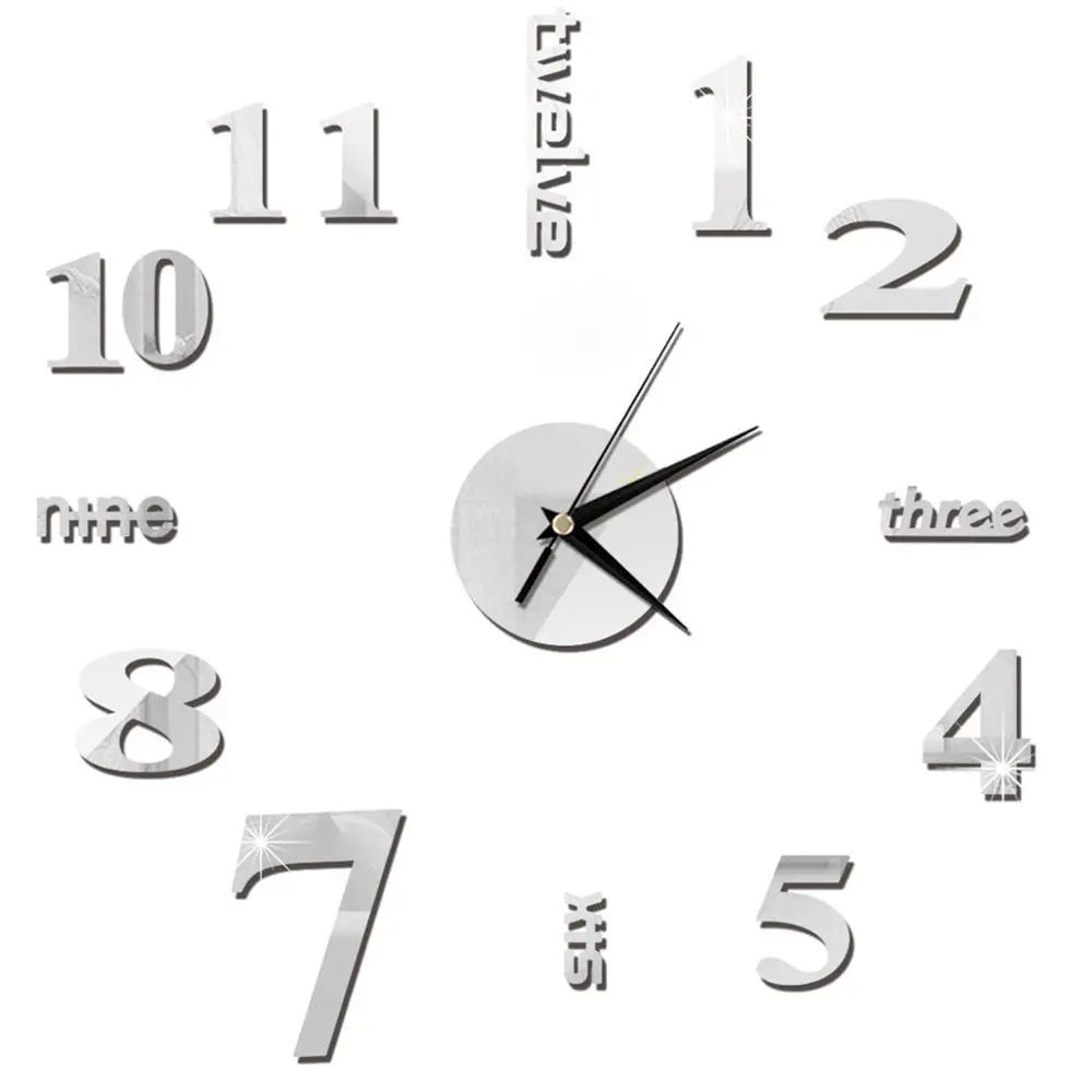 Modern DIY Mirror Wall Clock Frameless Decorative Wall Clock Sticker 24