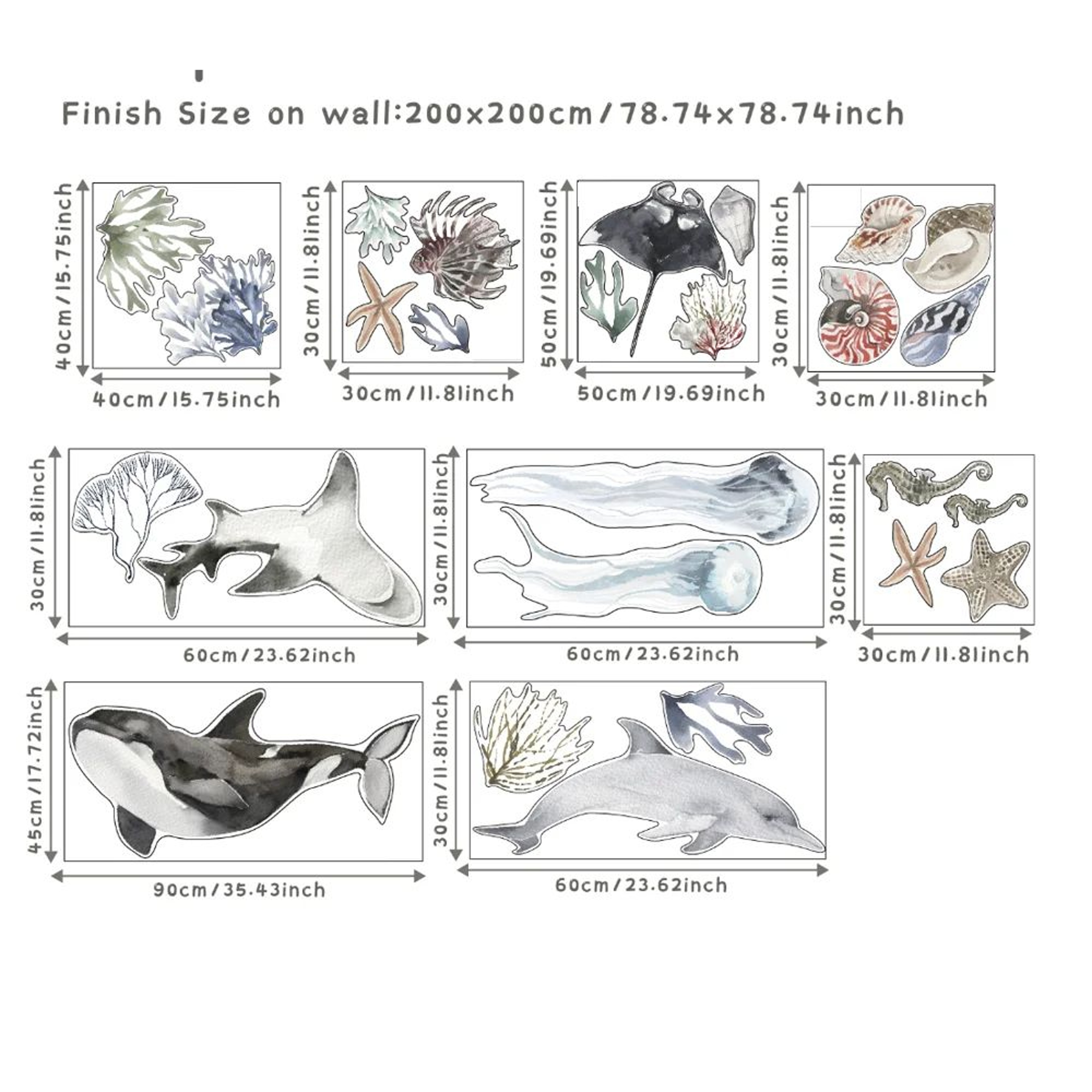 Underwater Ocean Wall Stickers Waterproof Fish Nursery Bathroom Decor 0