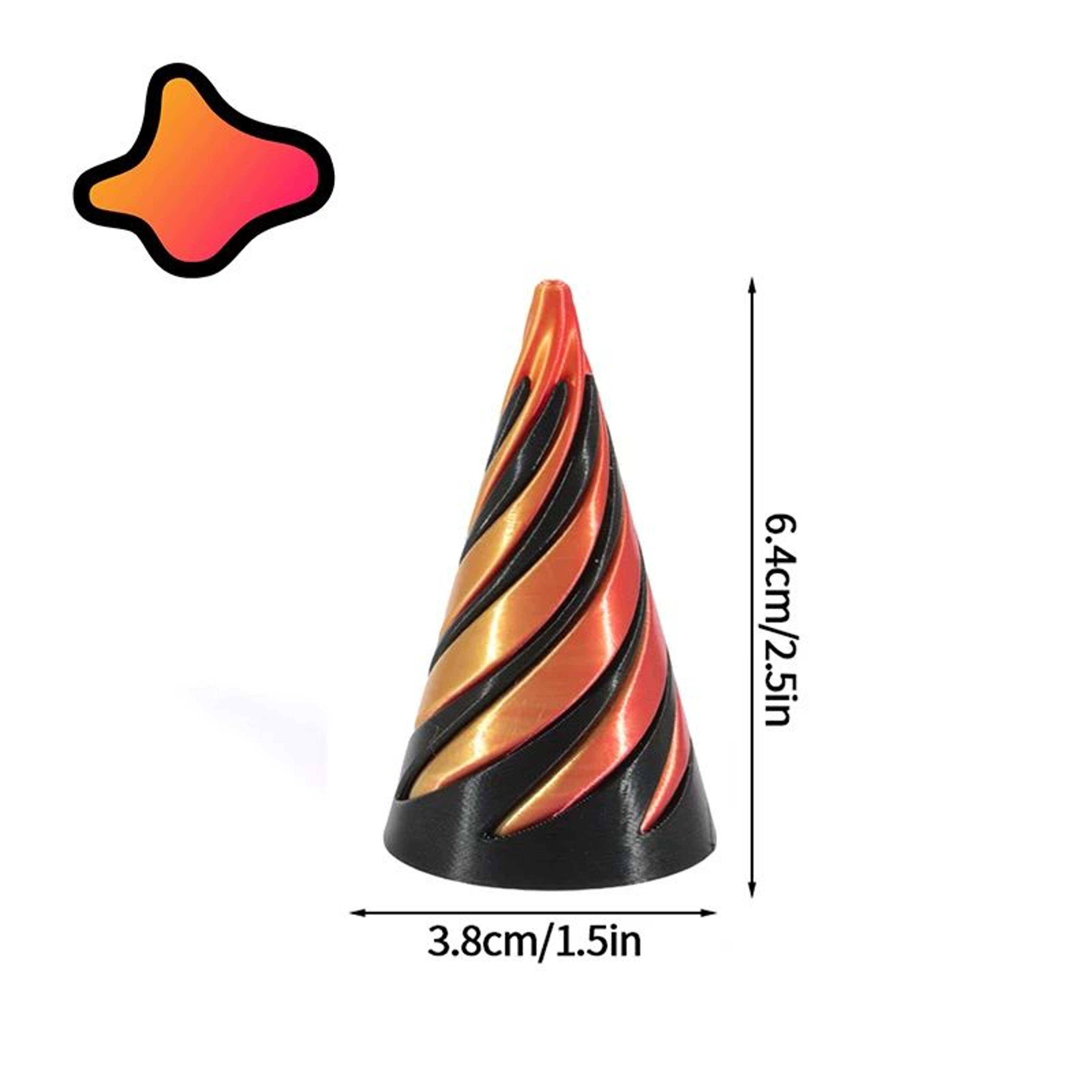 3D Printed Rotating Pyramid Fidget Toy Anti Stress Spiral Cone 21