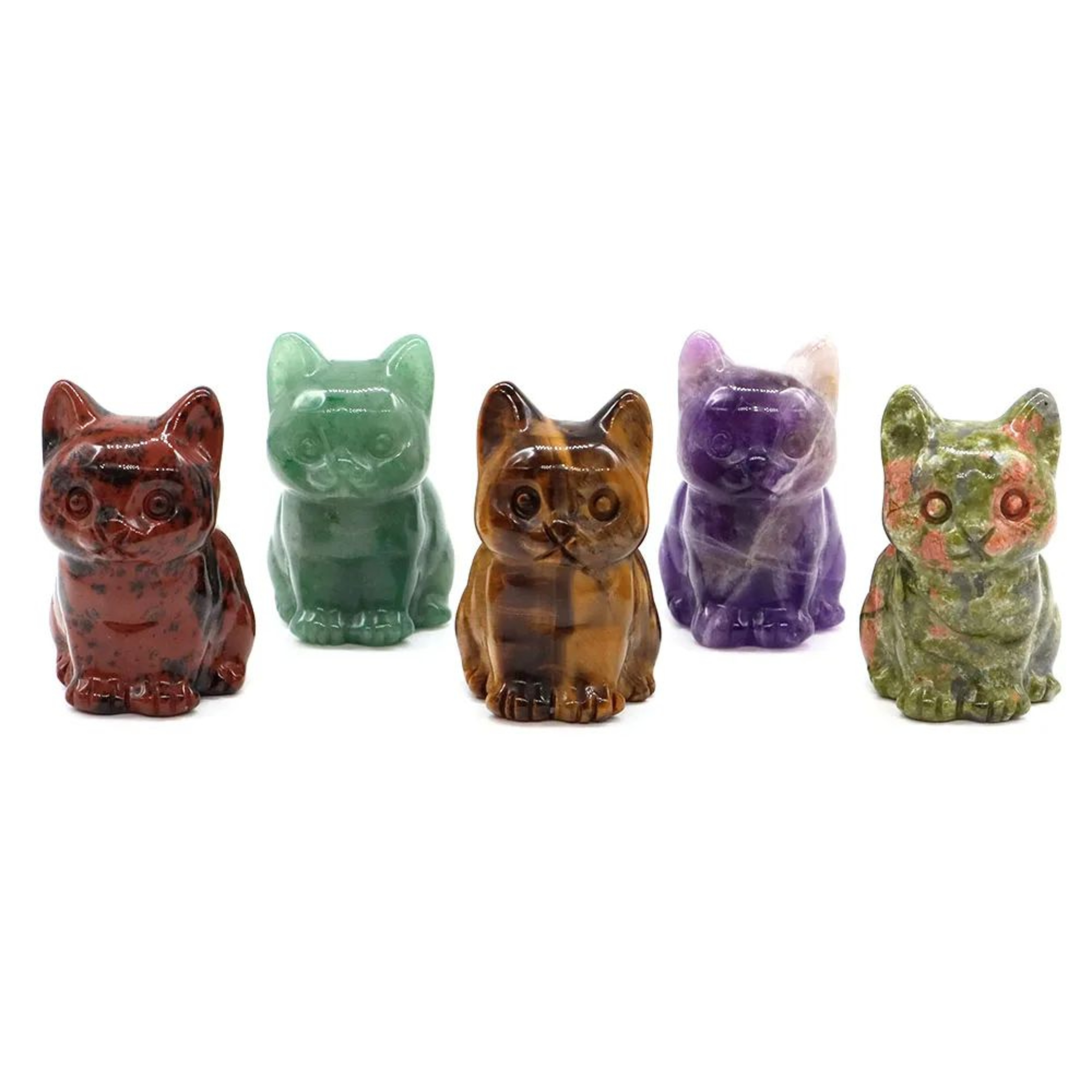 Natural Crystal Cat Statue Amethyst Healing Stone Animal Figurine 3