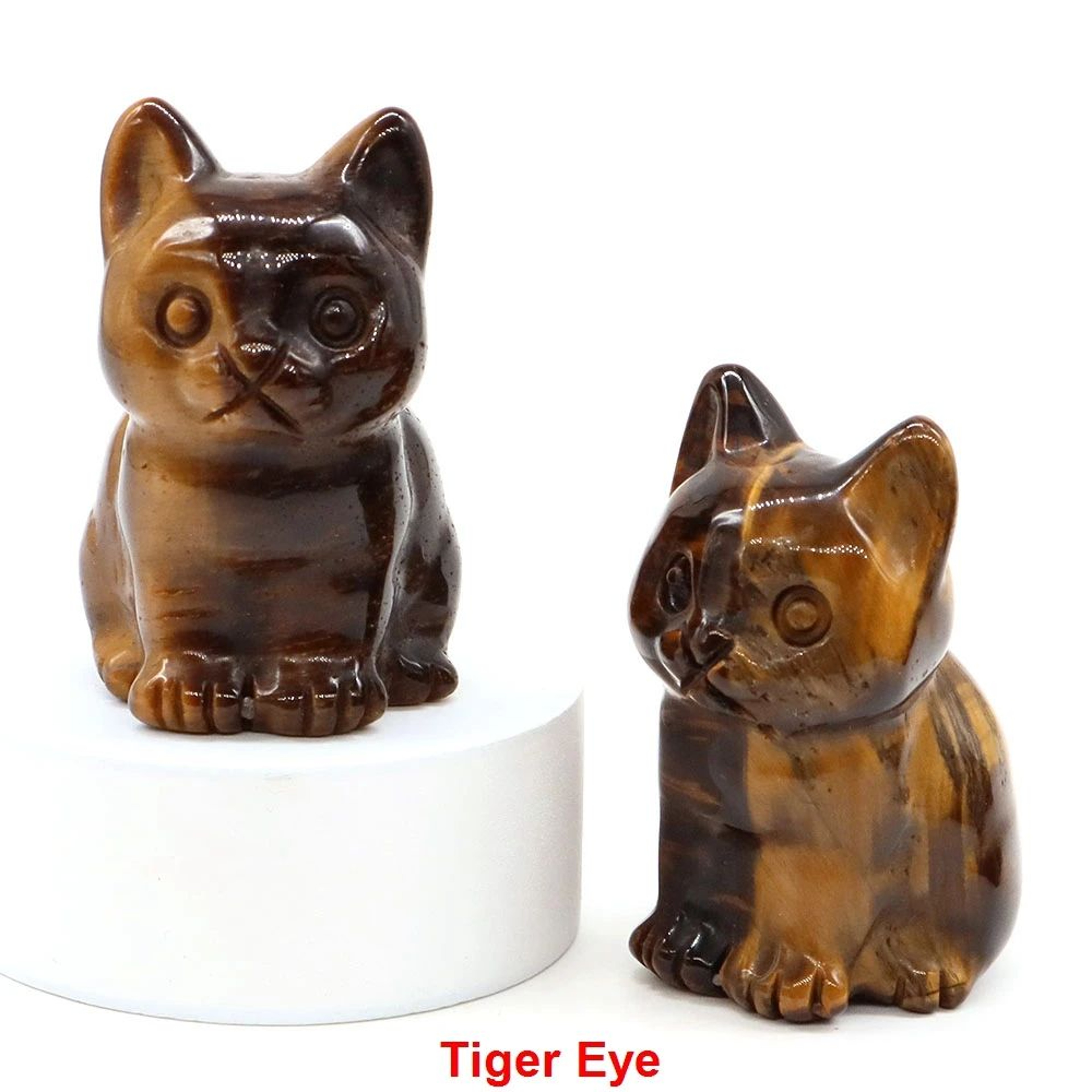Natural Crystal Cat Statue Amethyst Healing Stone Animal Figurine 8