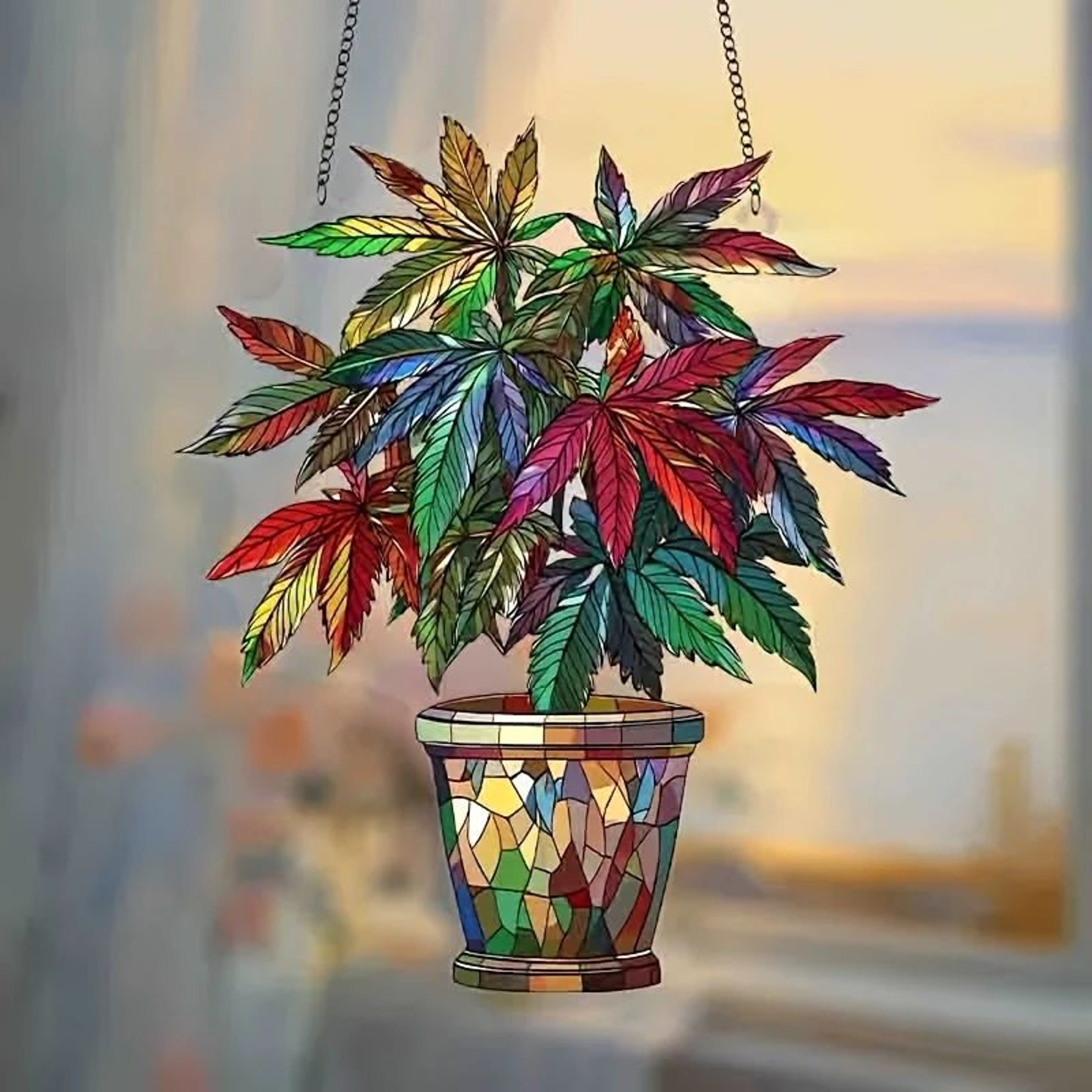 Acrylic Hanging Plant Suncatcher Window Decor Floating Flower Basket Ornament 3