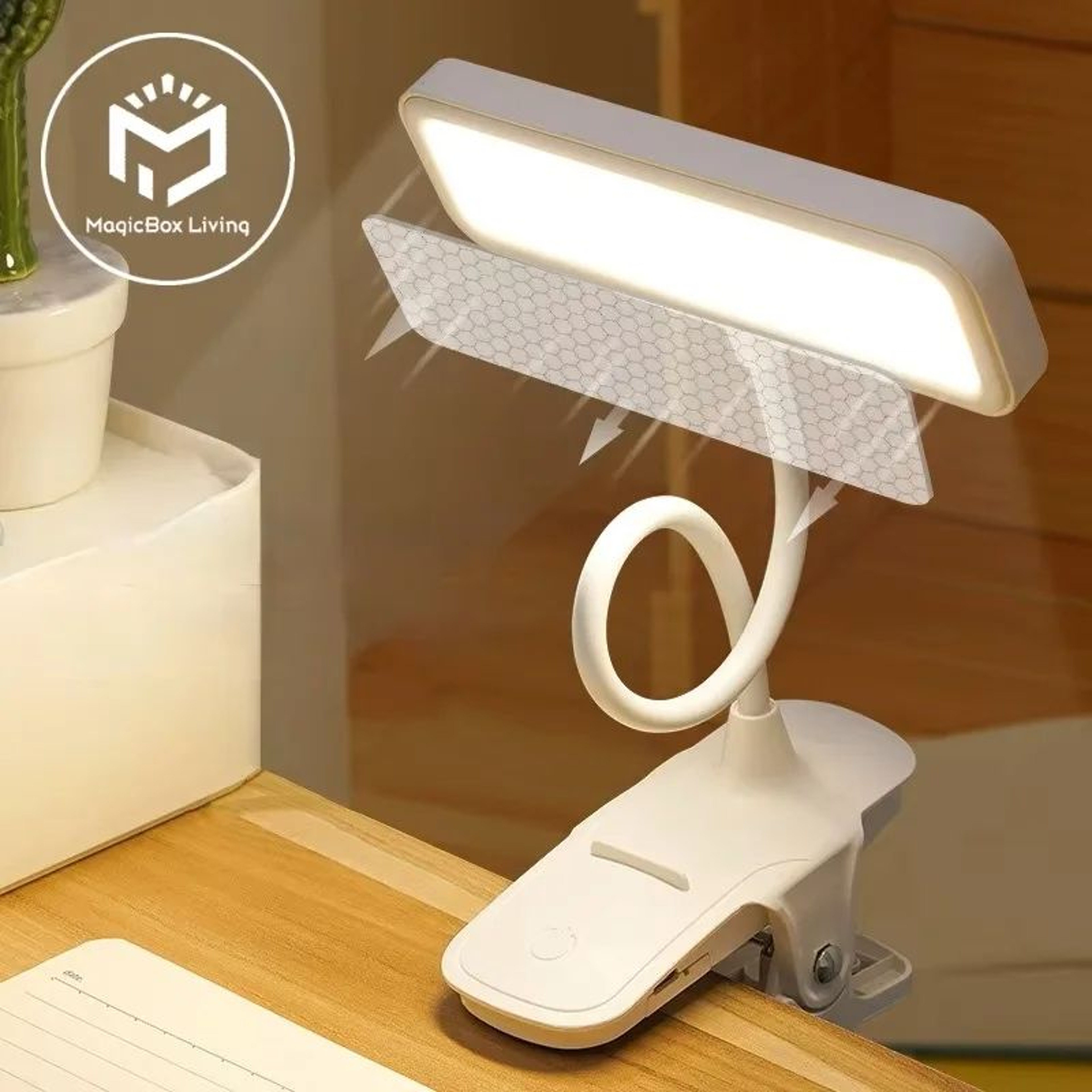 Rechargeable LED Clip Desk Lamp Flexible Reading Light With Eye Protection 0