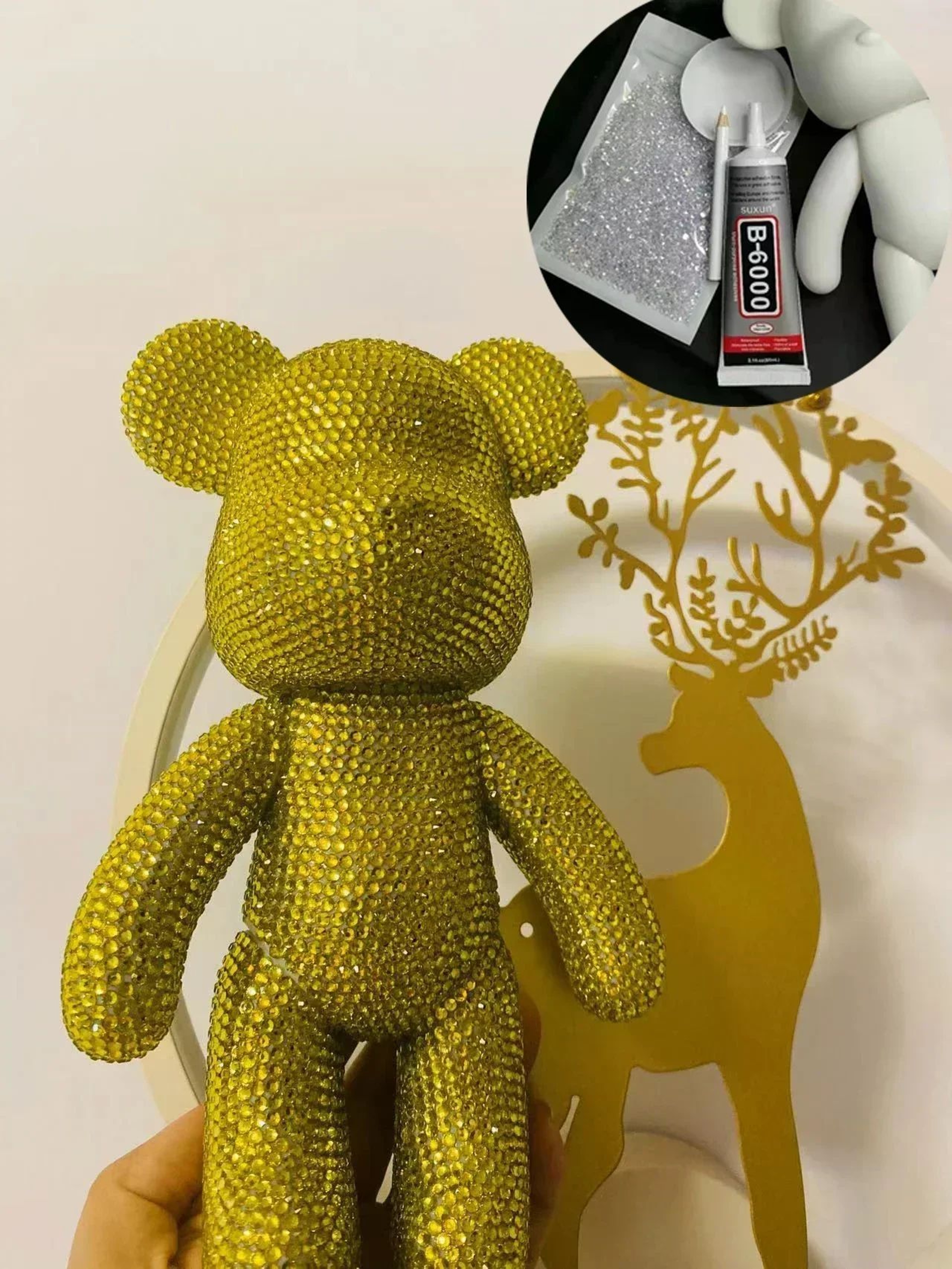 DIY Rhinestone Bear Figurine Crystal Diamond Decor Collectible 20