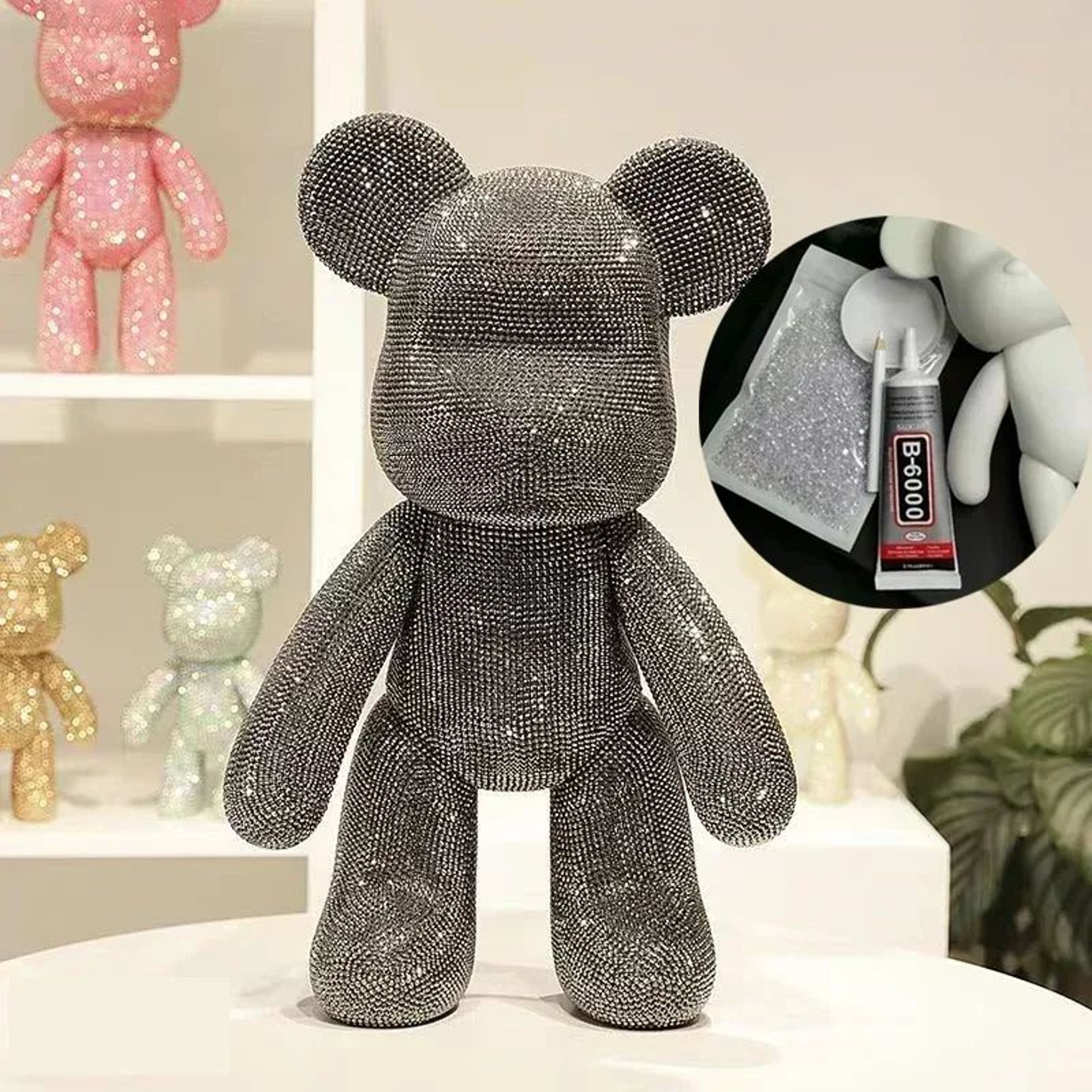 DIY Rhinestone Bear Figurine Crystal Diamond Decor Collectible 21
