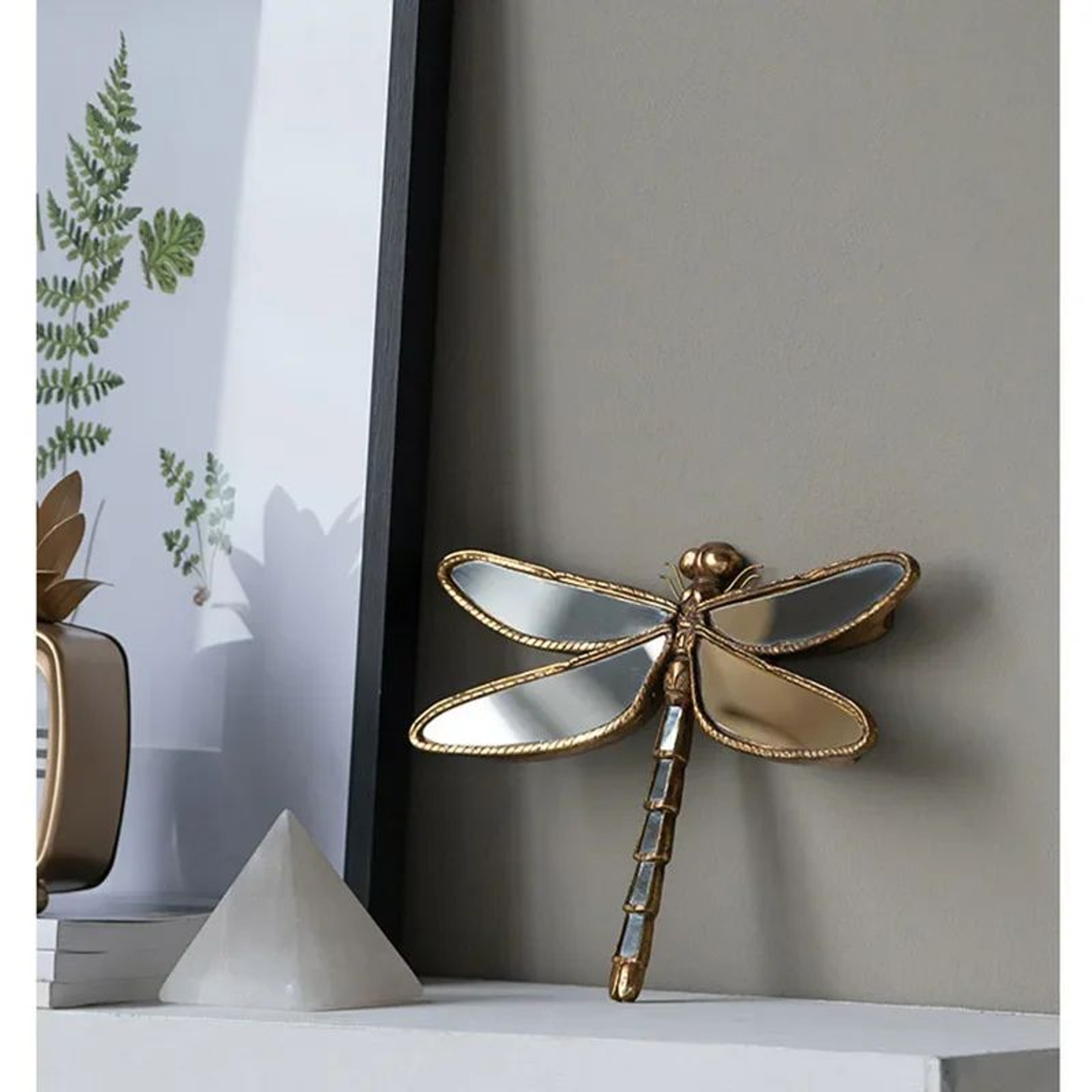 Vintage Dragonfly Wall Decor Resin Art Mirror Accent 3