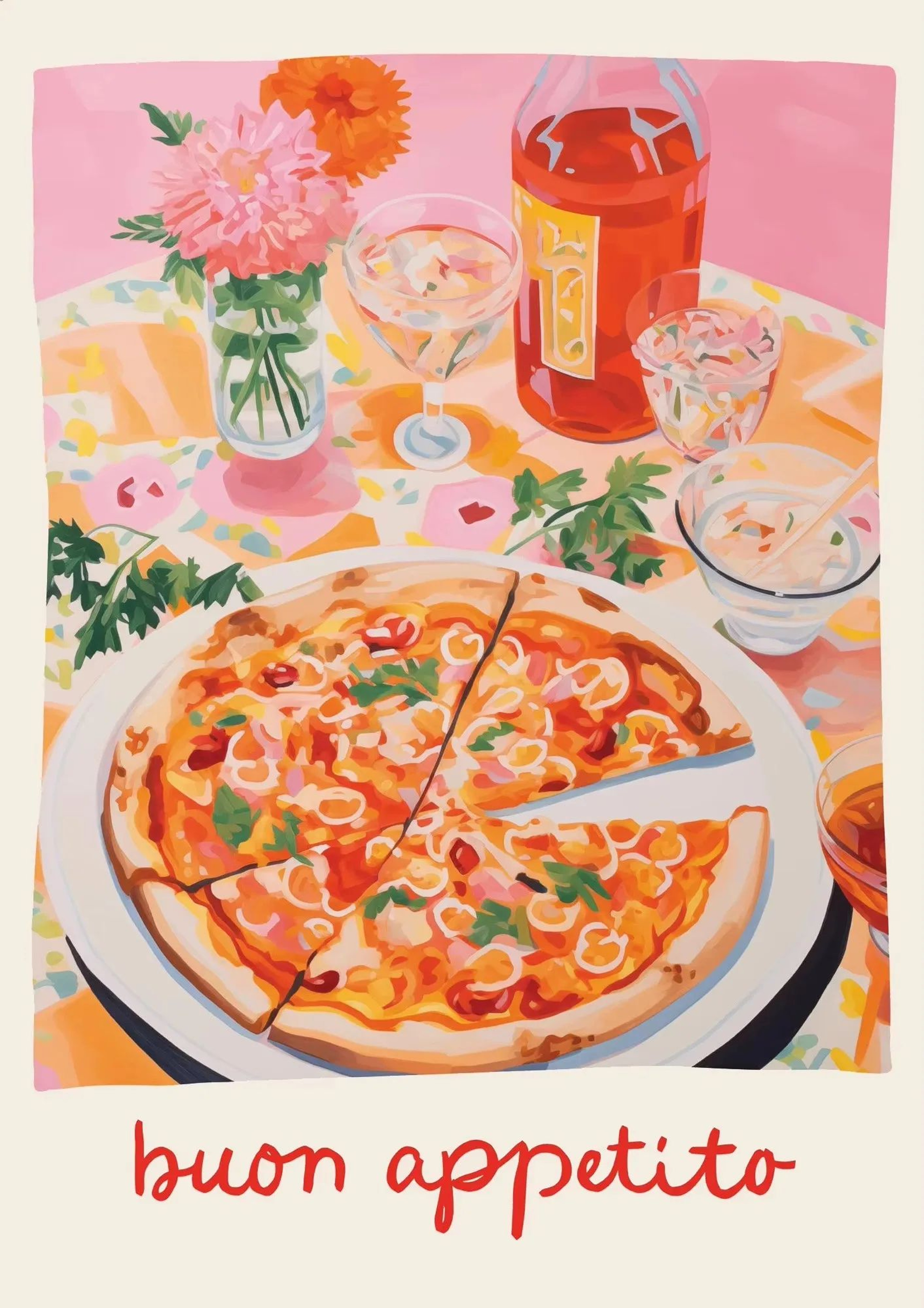 Italian Cocktail Food Wall Art Aperol Spritz Pizza Kitchen Canvas Decor 19