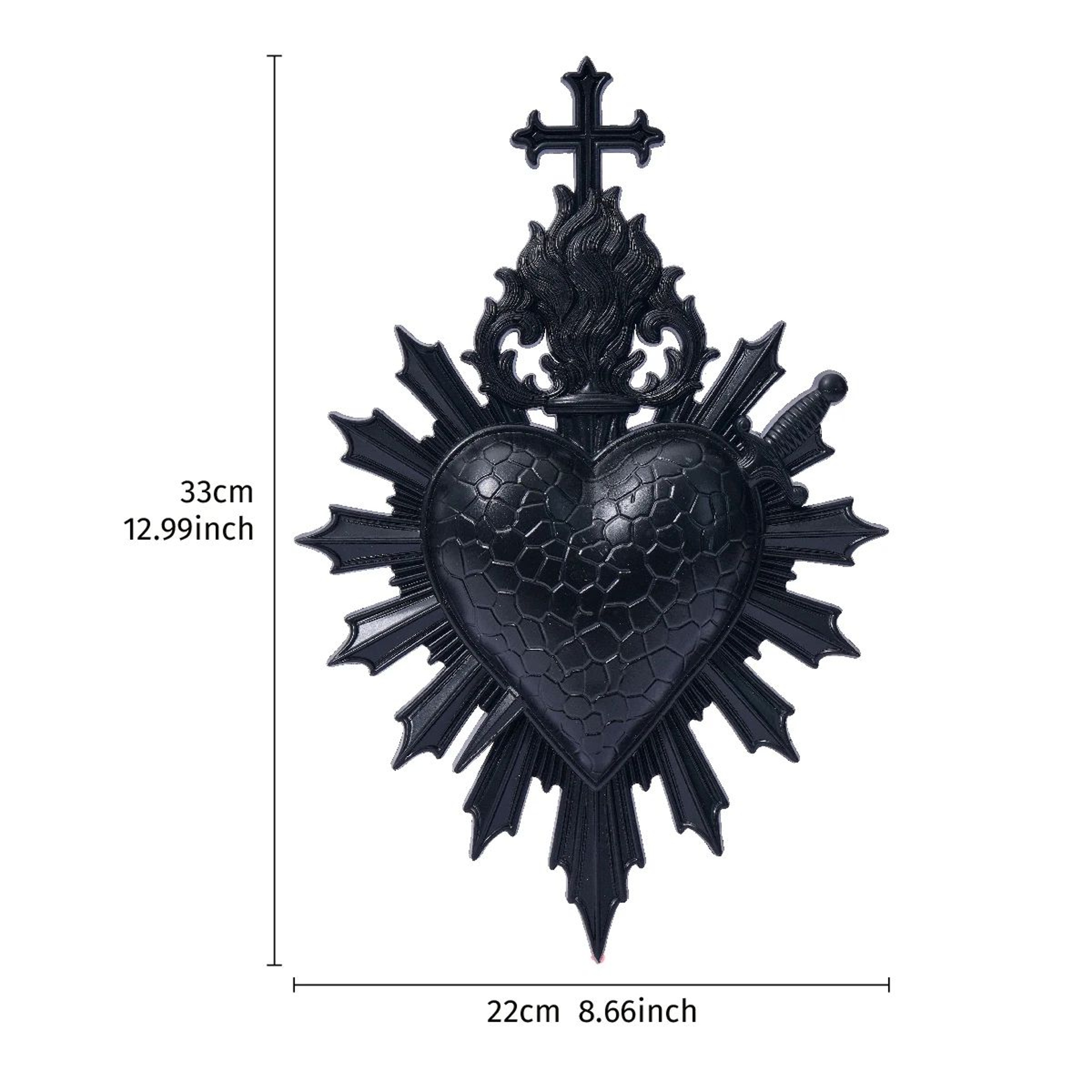 Flaming Heart Arrow Wall Decor Resin Love Sculpture Accent 2
