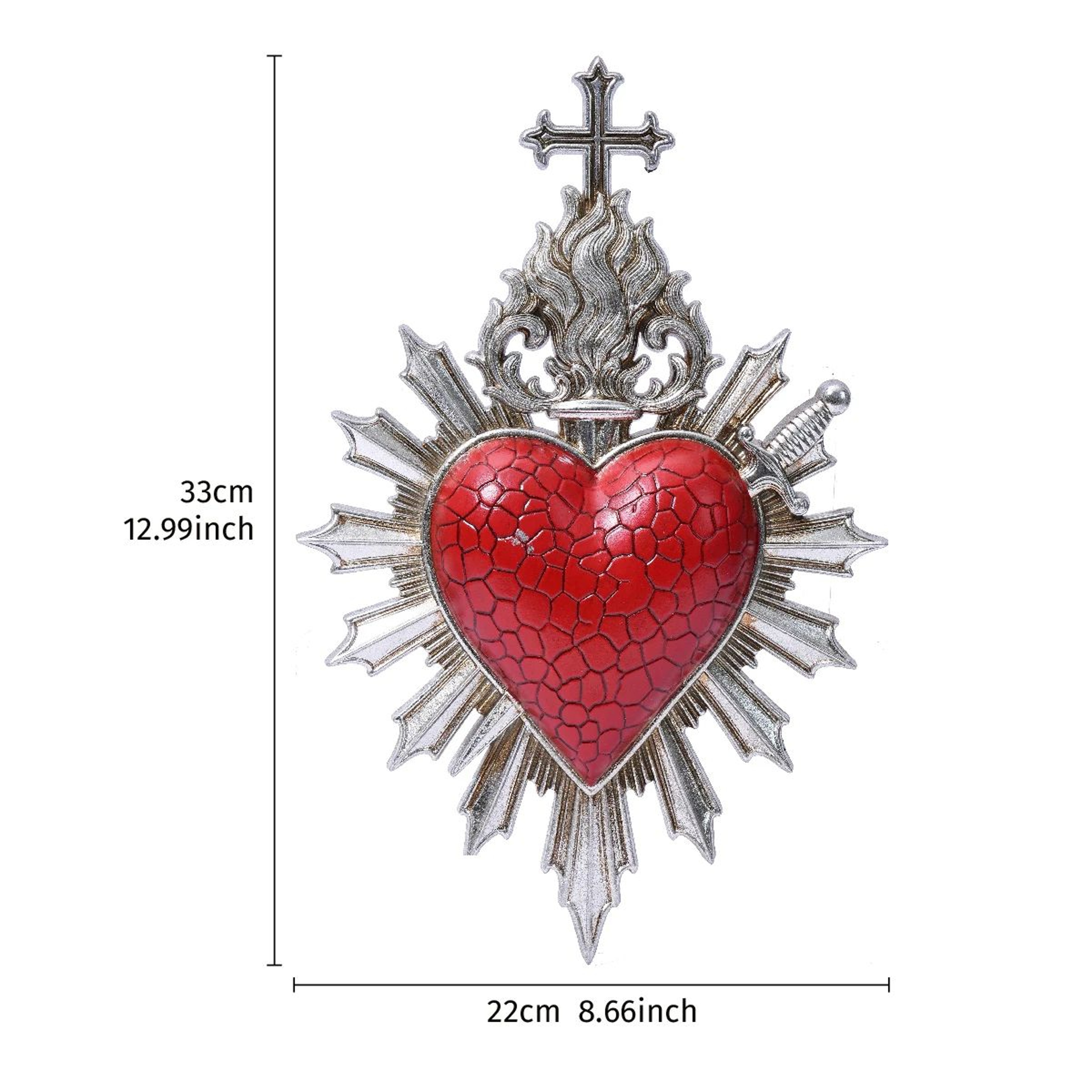 Flaming Heart Arrow Wall Decor Resin Love Sculpture Accent 8