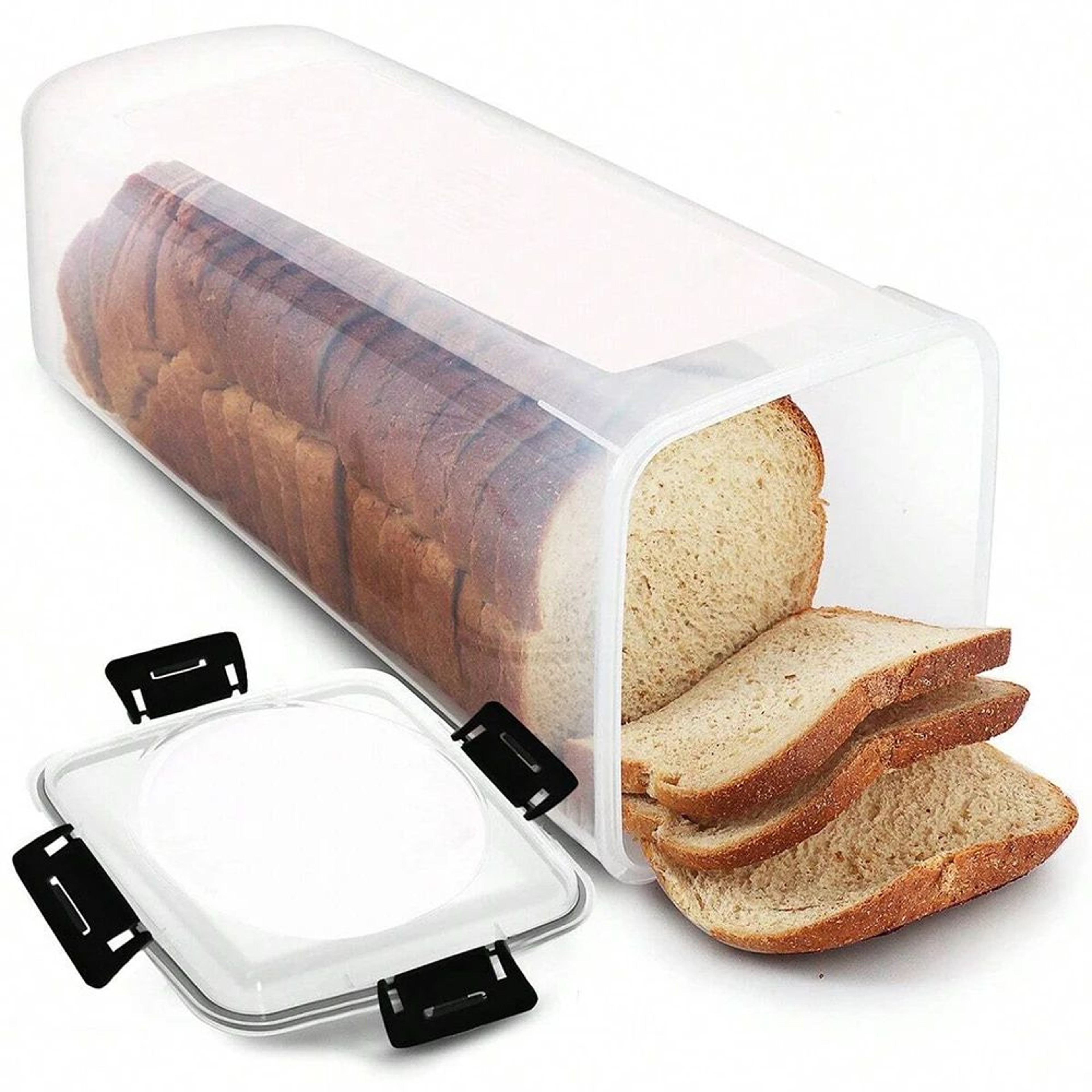 Airtight Bread Storage Container Clear Bread Box With Lid For Fresh Loaves 0