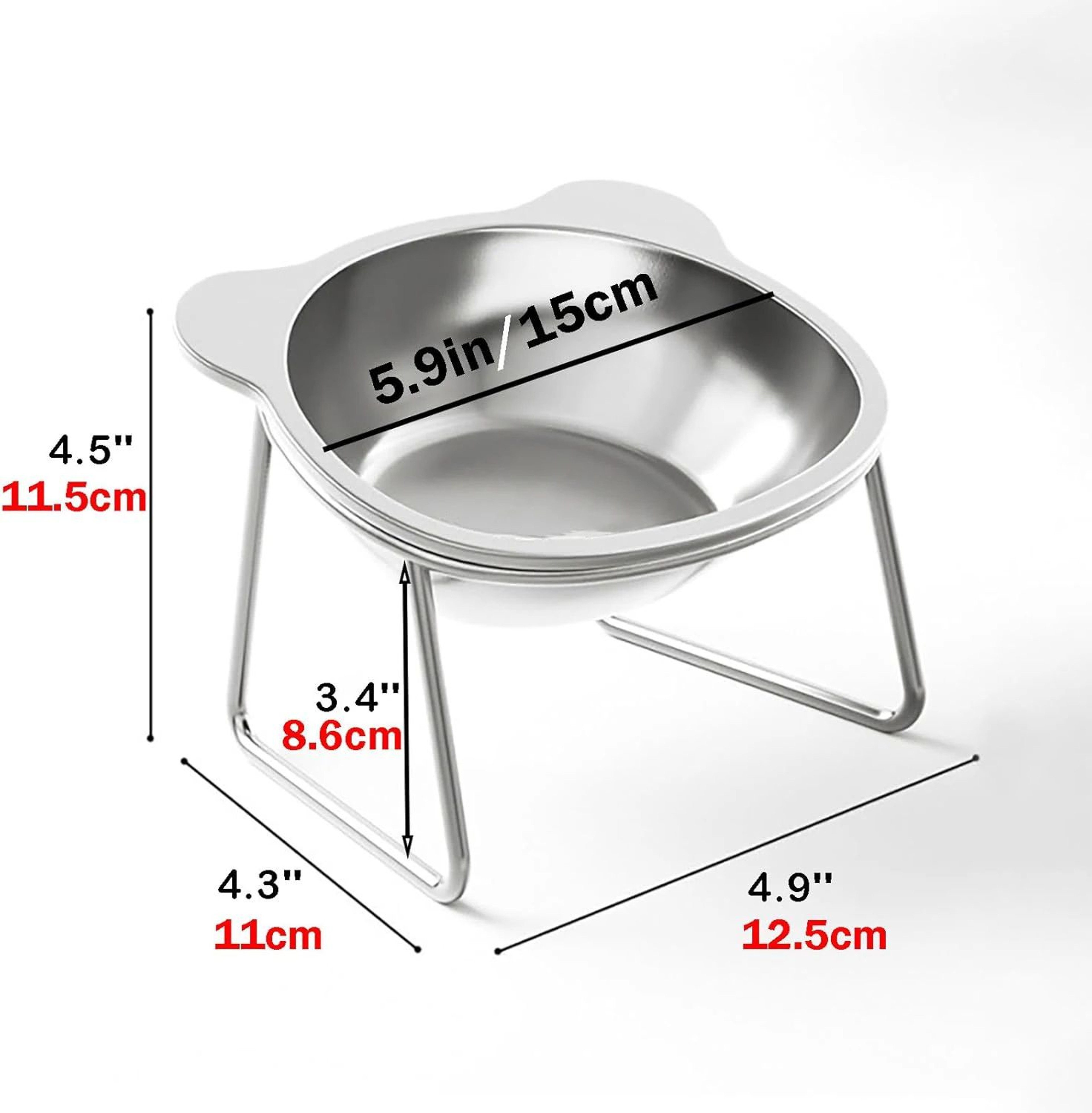 ComfortGuard Tilted Stainless Steel Cat Bowl 5