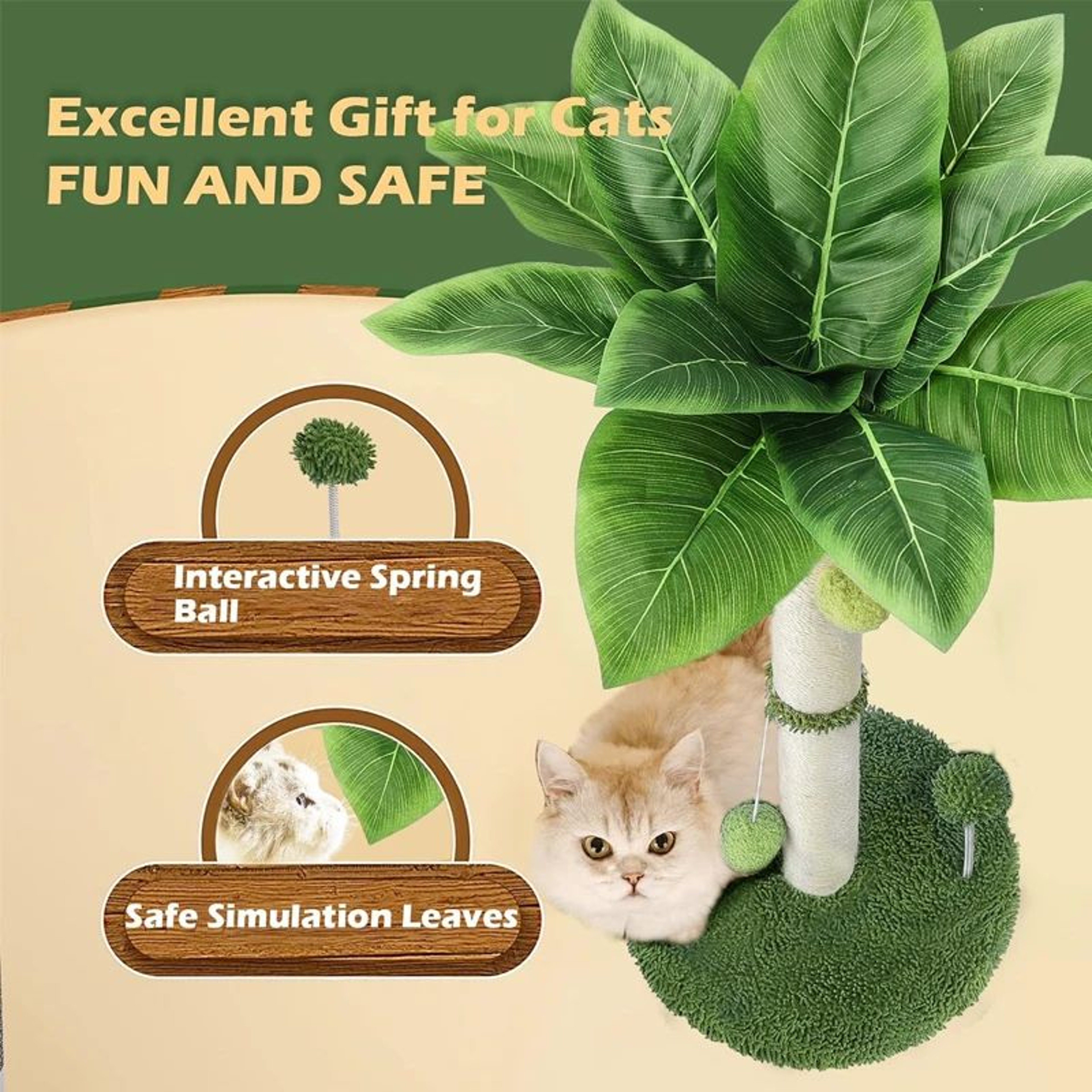 Tall Sisal Cat Scratching Post With Interactive Ball Toys 1