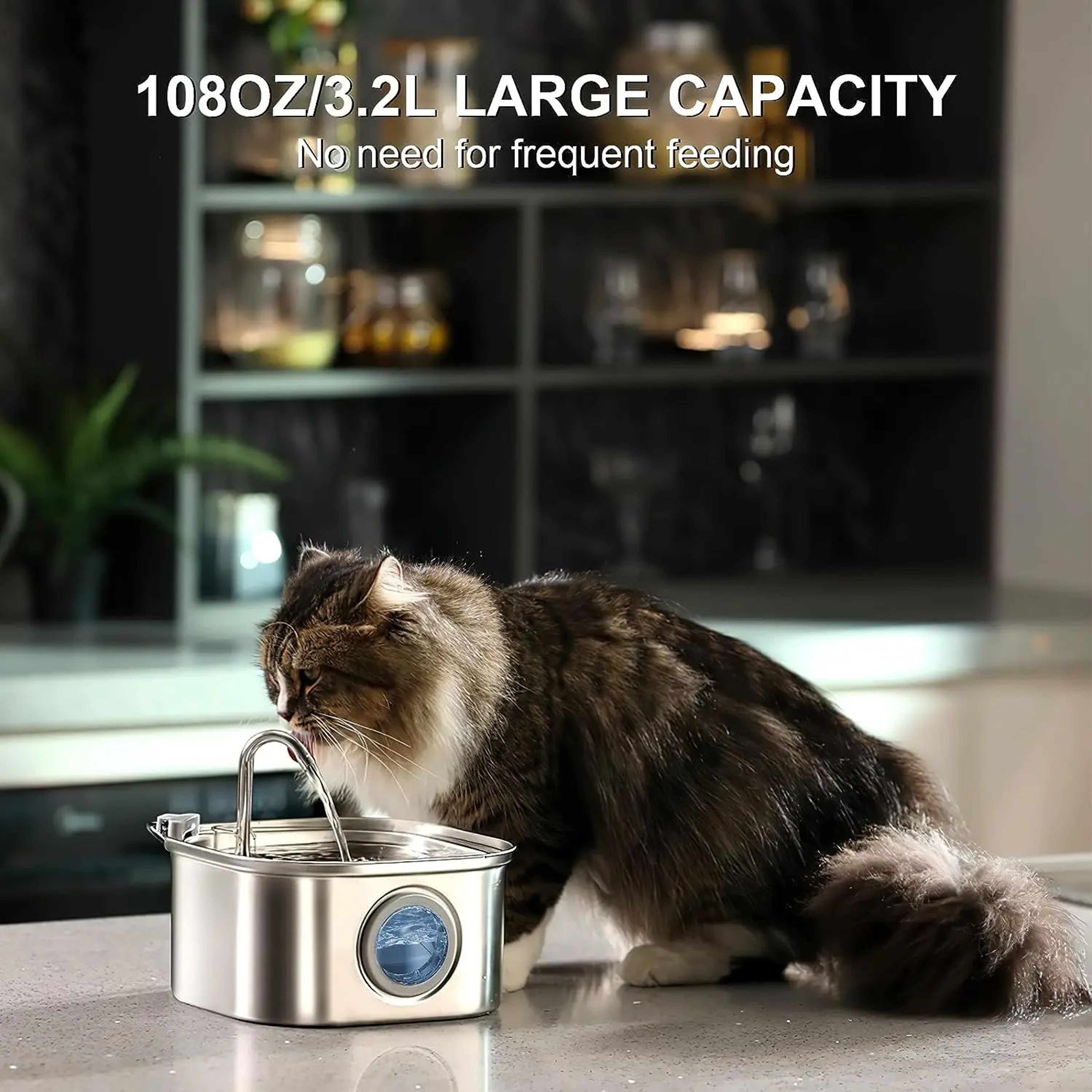 Stainless Steel Cat Water Fountain 32L Automatic Pet Drinking Fountain 5