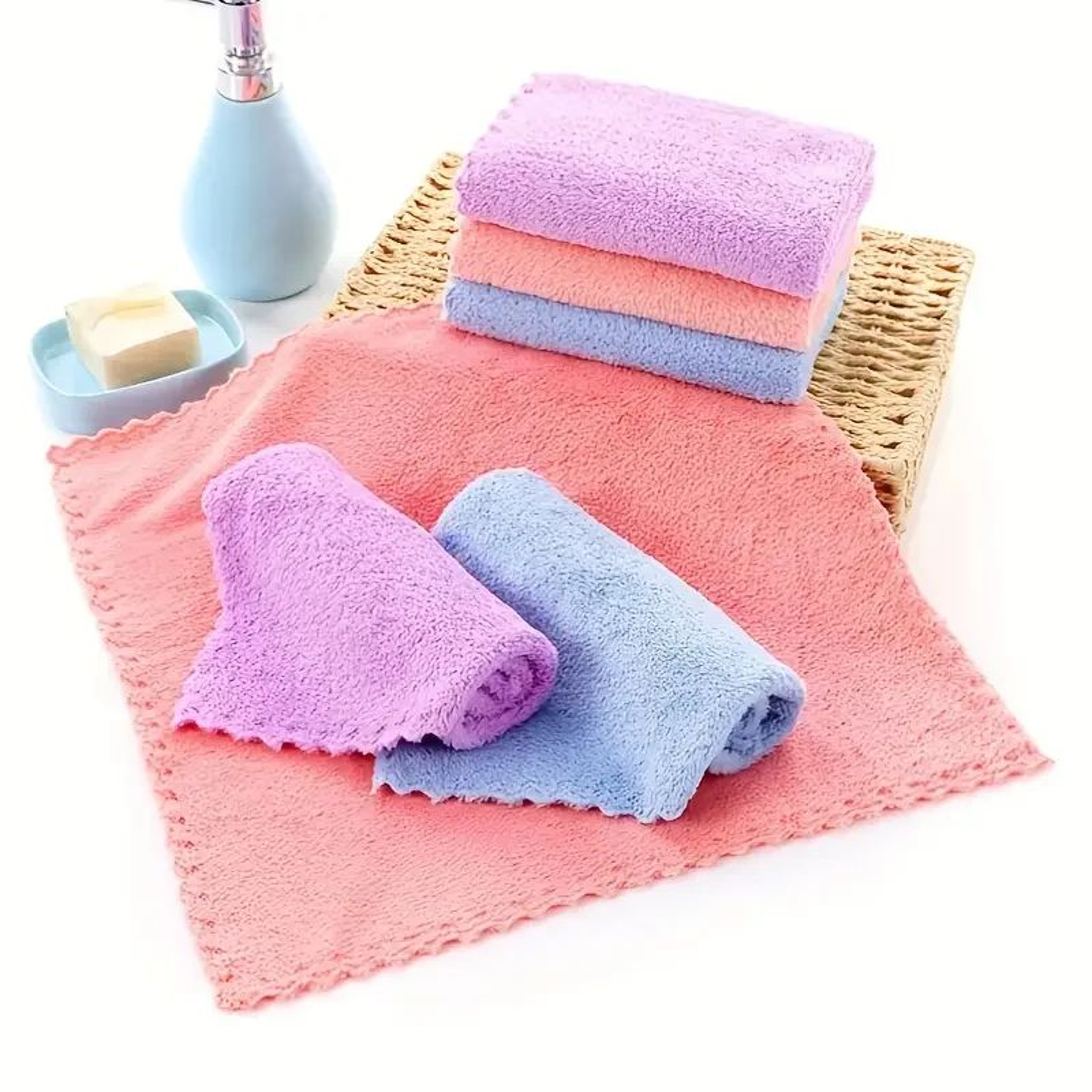 Coral Fleece Hand Towel Soft Absorbent Face And Kitchen Towel 4