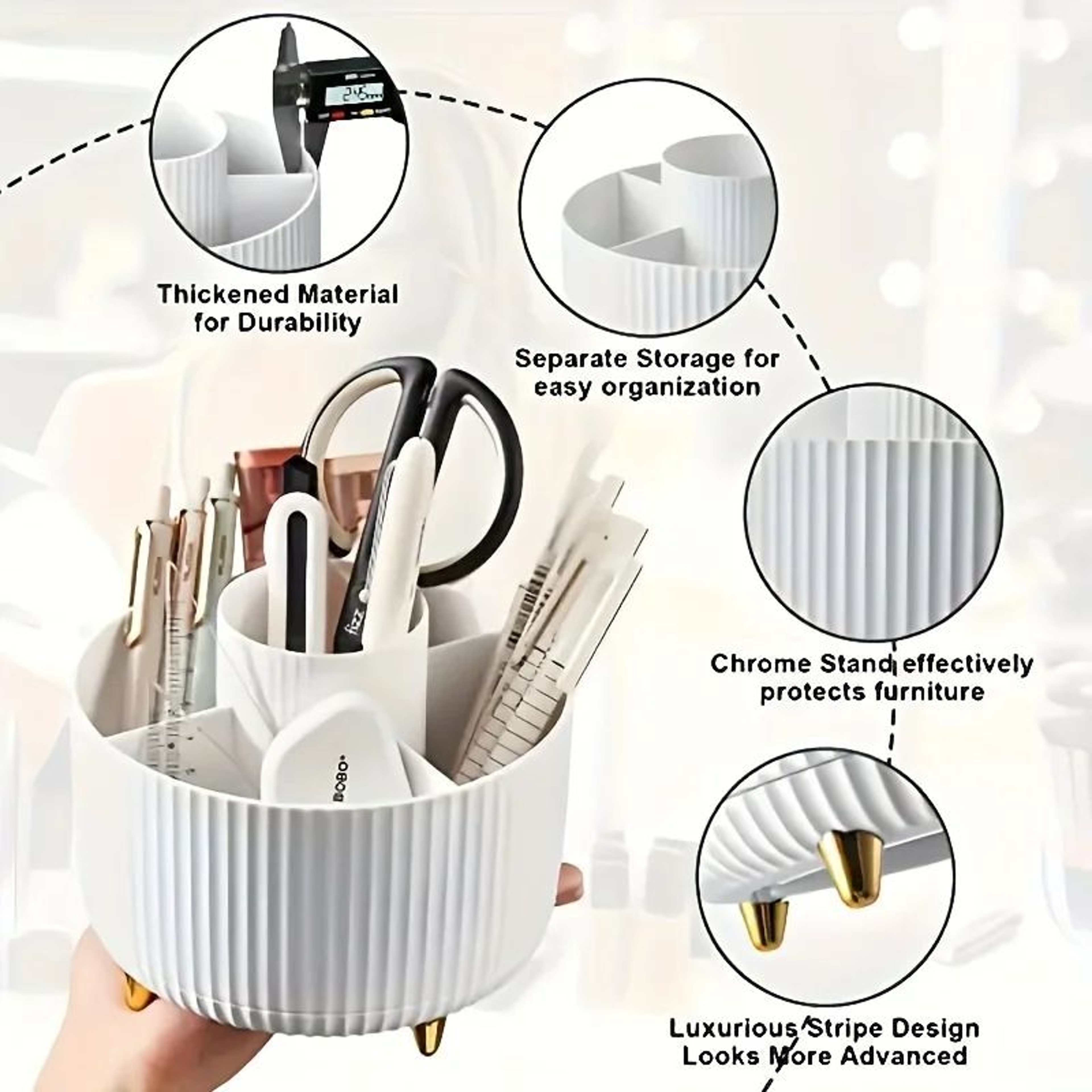 360 Degree Rotating Makeup Organizer Cosmetic Storage Box With 5 Compartments 1