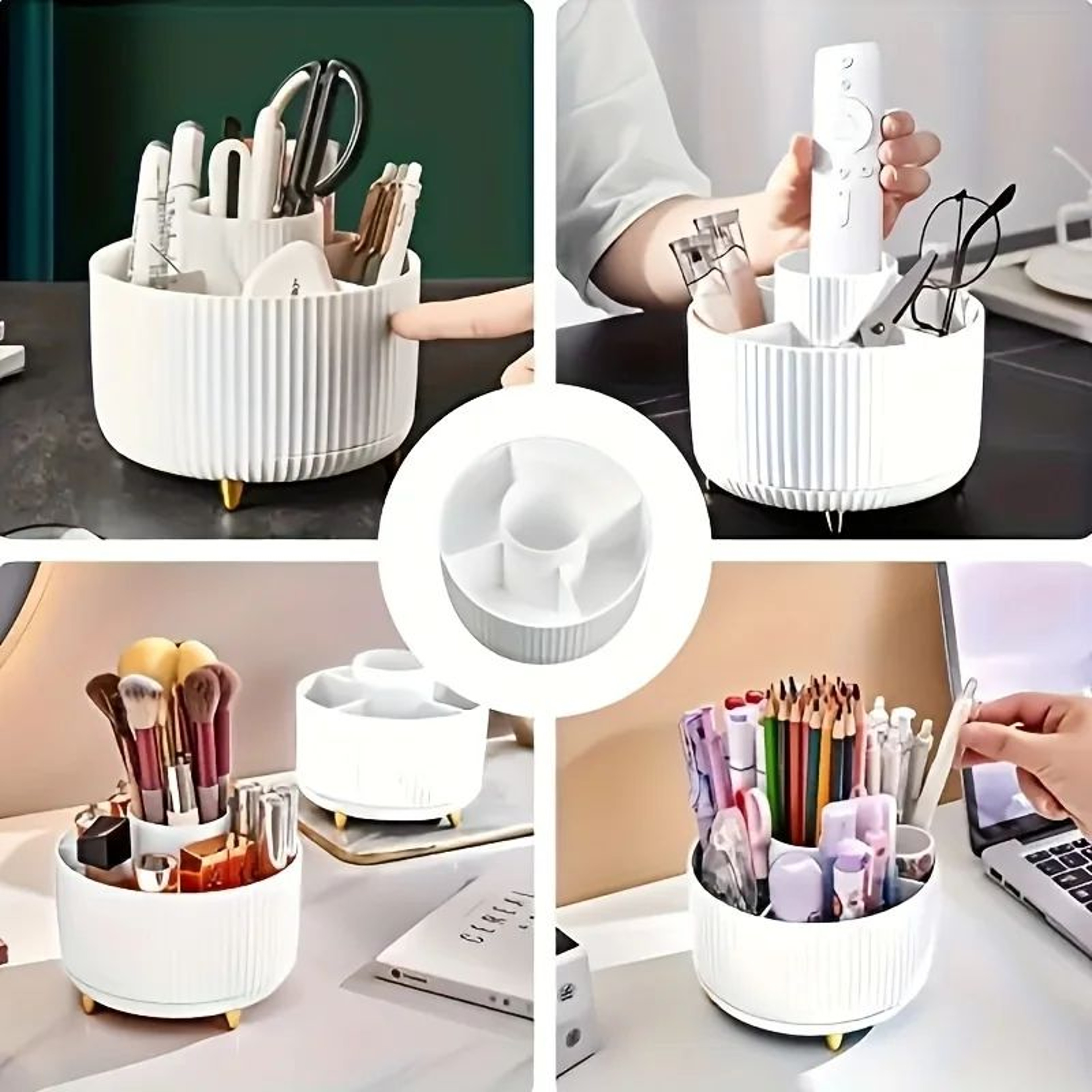 360 Degree Rotating Makeup Organizer Cosmetic Storage Box With 5 Compartments 2