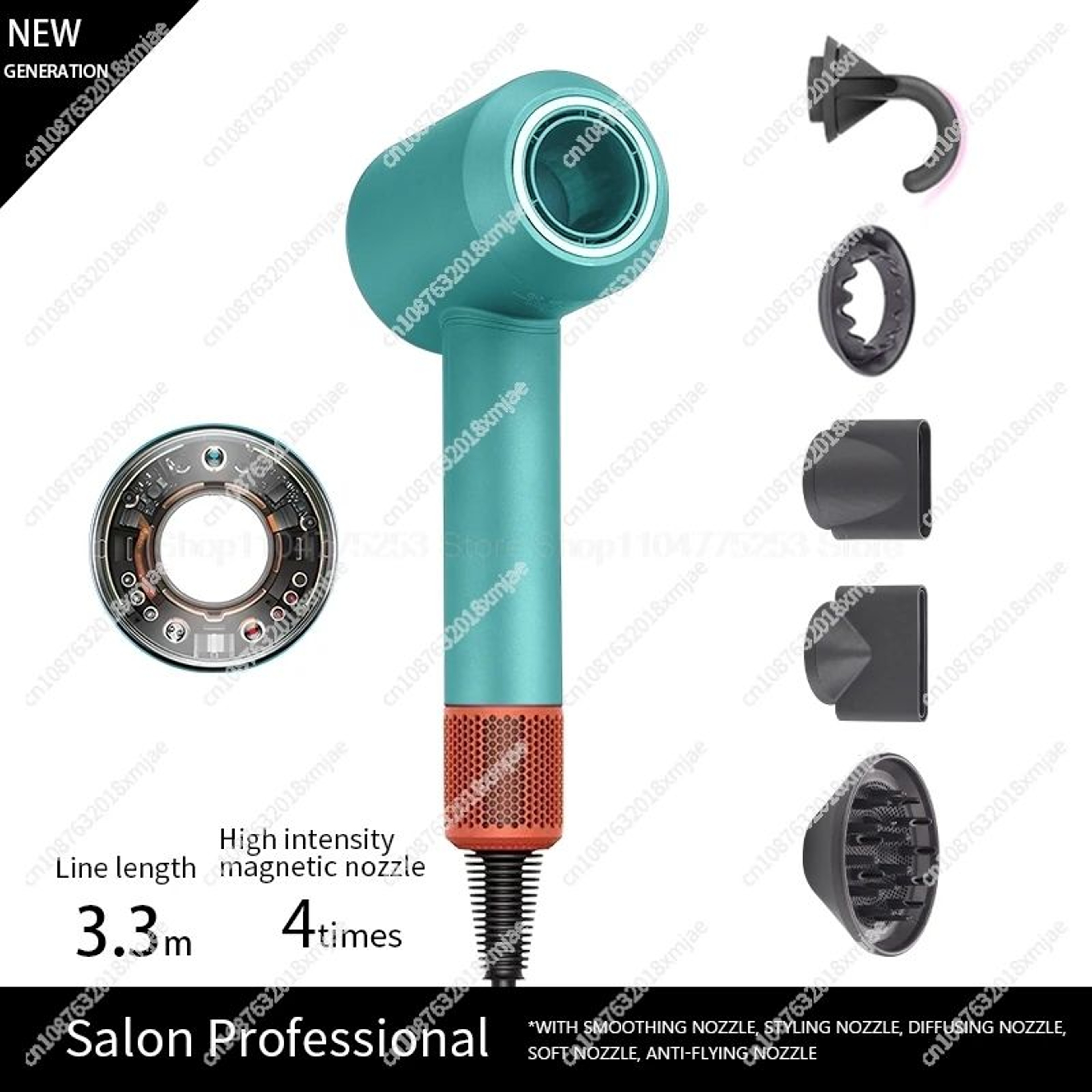 Leafless Ionic HairDryer FastDry Professional Blow Dryer 10