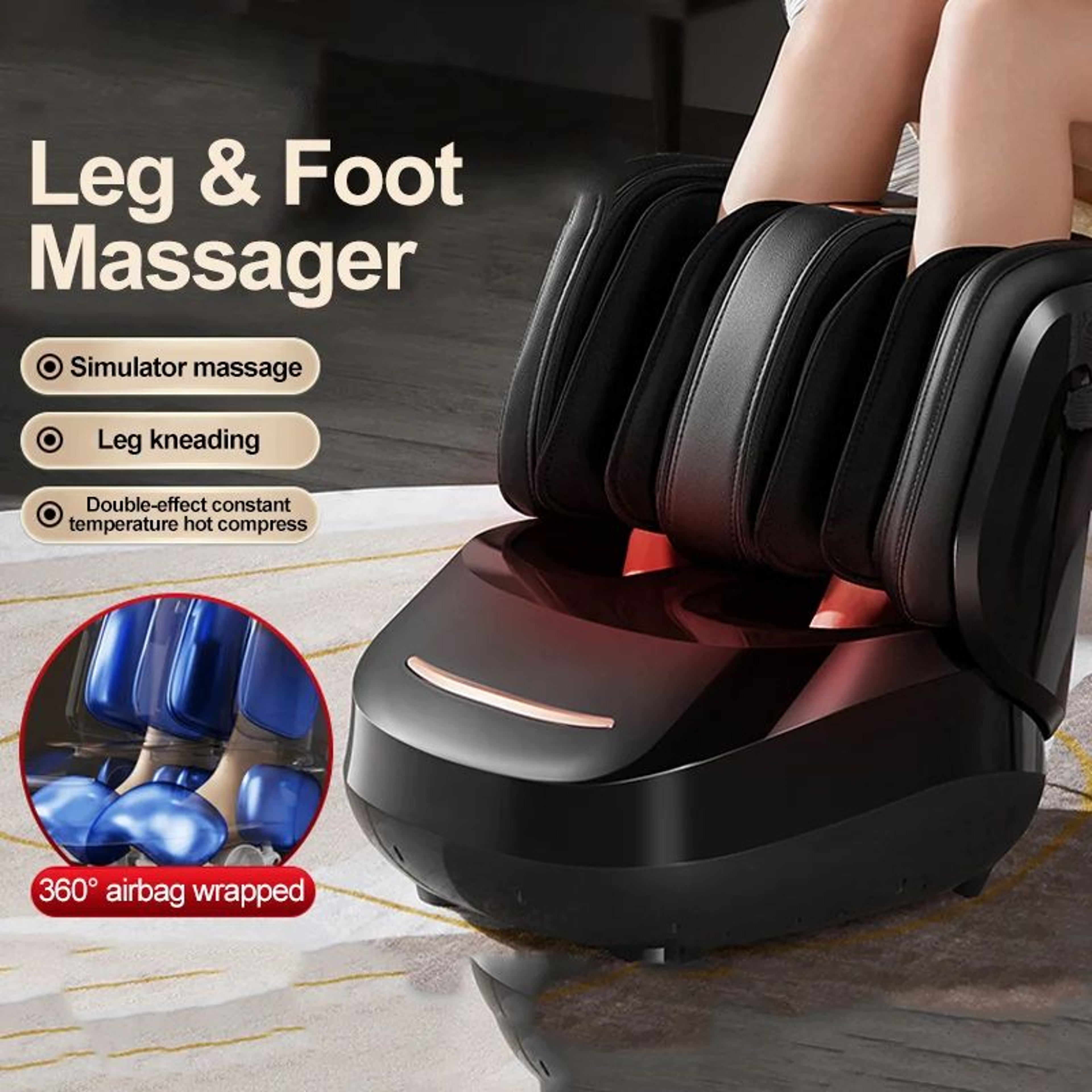 Electric Foot And Leg Massager With Heat Air Compression And Rolling Massage 4