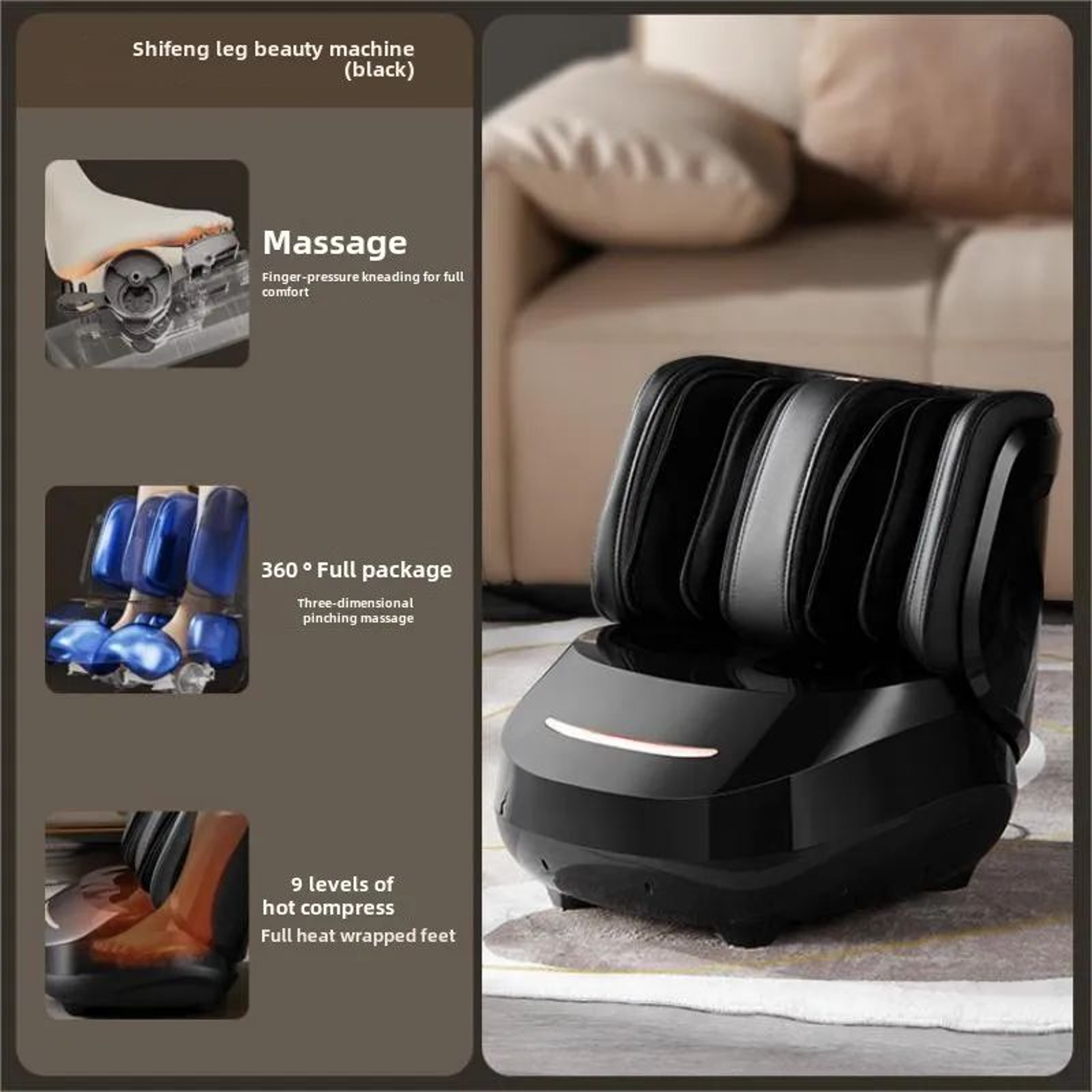 Electric Foot And Leg Massager With Heat Air Compression And Rolling Massage 7
