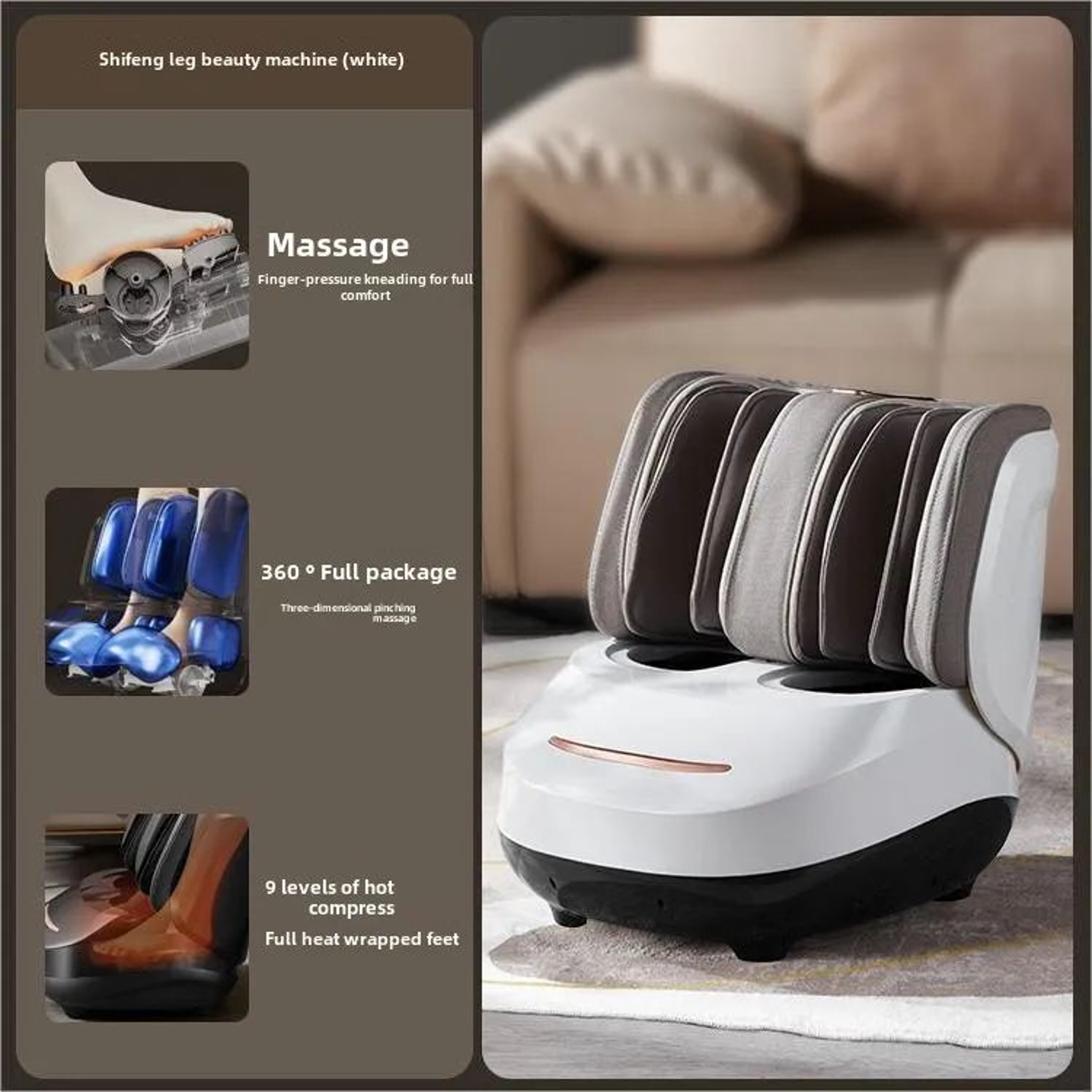 Electric Foot And Leg Massager With Heat Air Compression And Rolling Massage 8