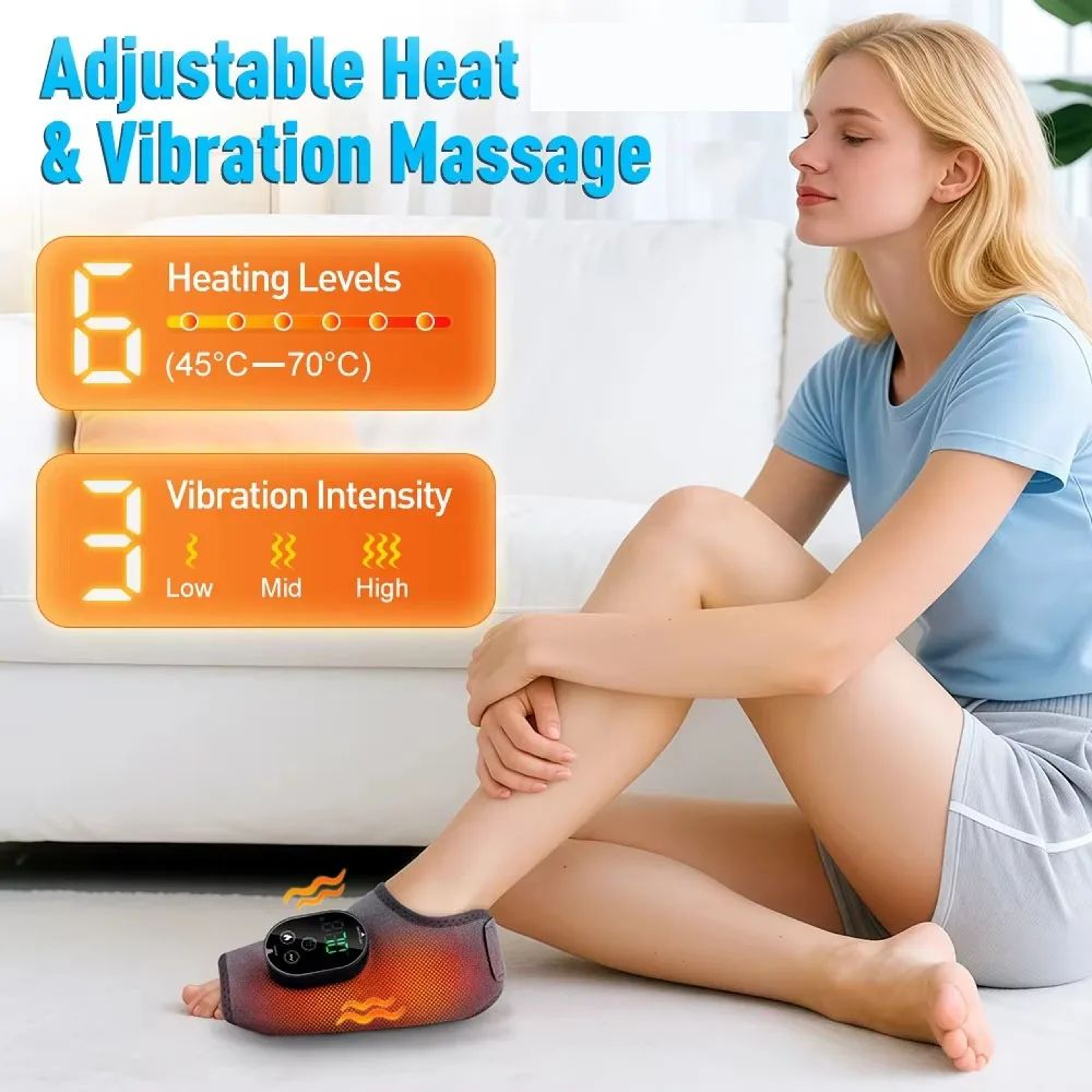 Heating Ankle Massager With Vibration And Adjustable Foot Wrap 1
