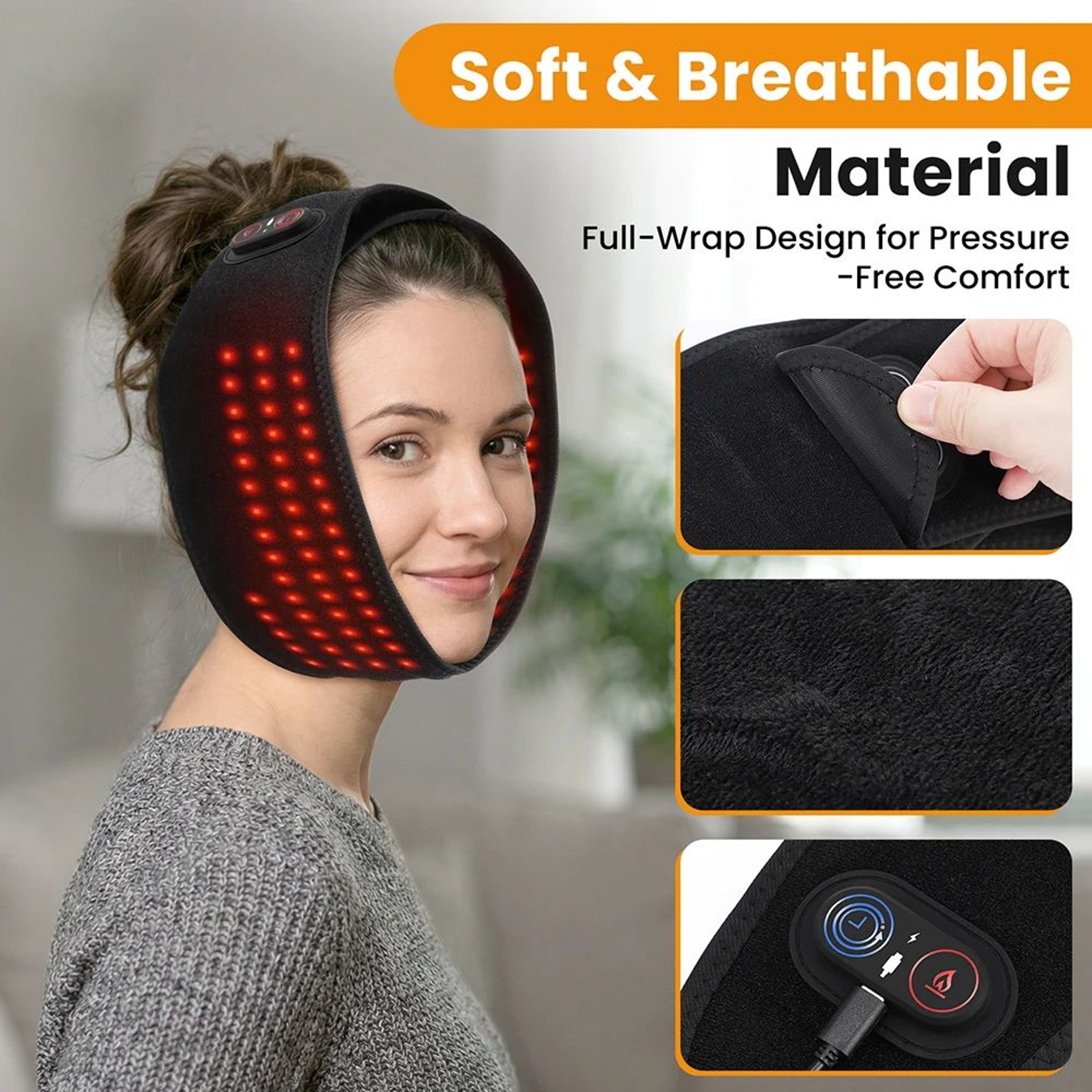 660nm LED Light Therapy Face Mask With 100 LEDs Wireless Rechargeable Skin Care Mask 4