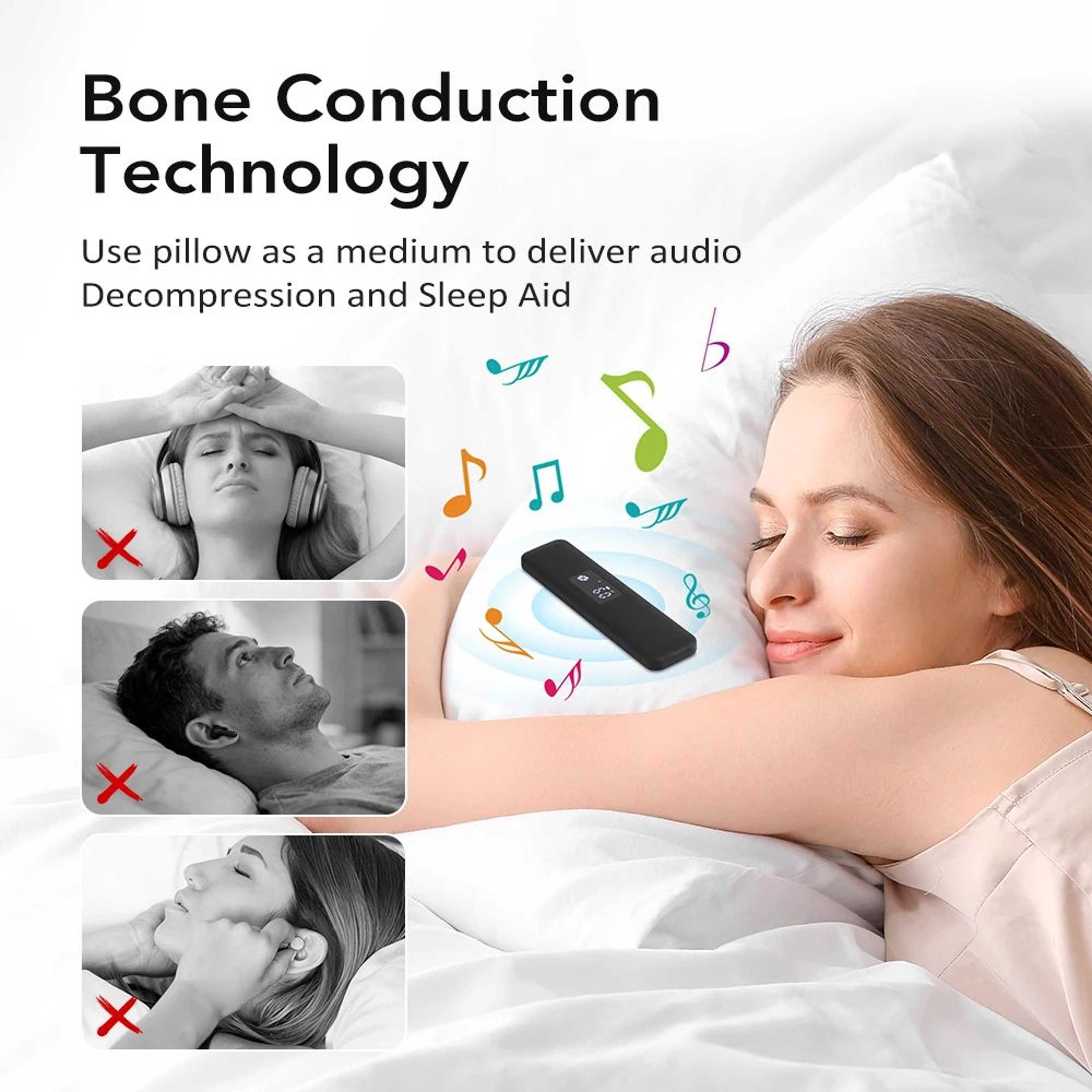 Bone Conduction Sleep Speaker With White Noise Bluetooth Sound Machine And LED Clock 1