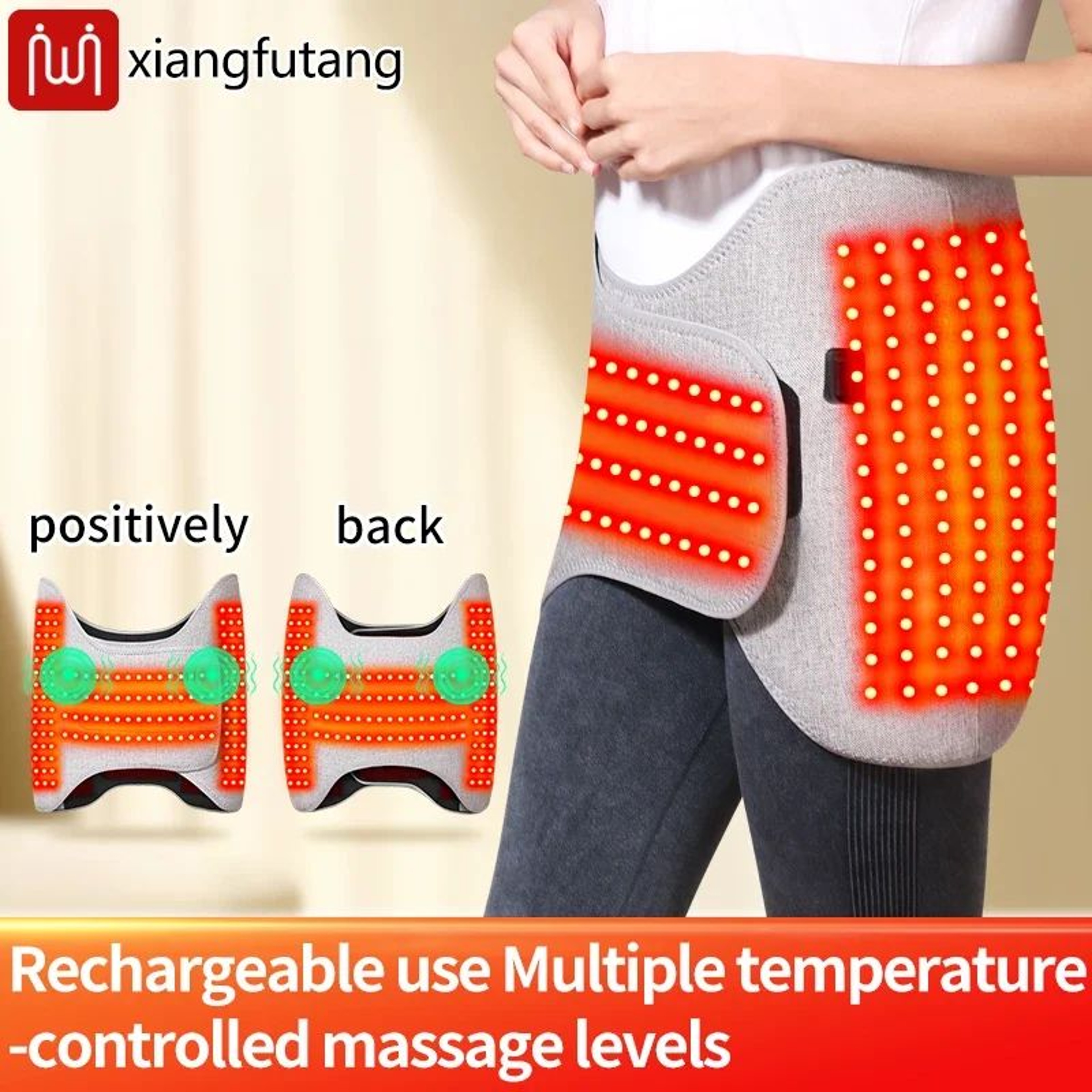 Electric Heated Waist Belt With Red Light Vibration Massage And Lumbar Support 1