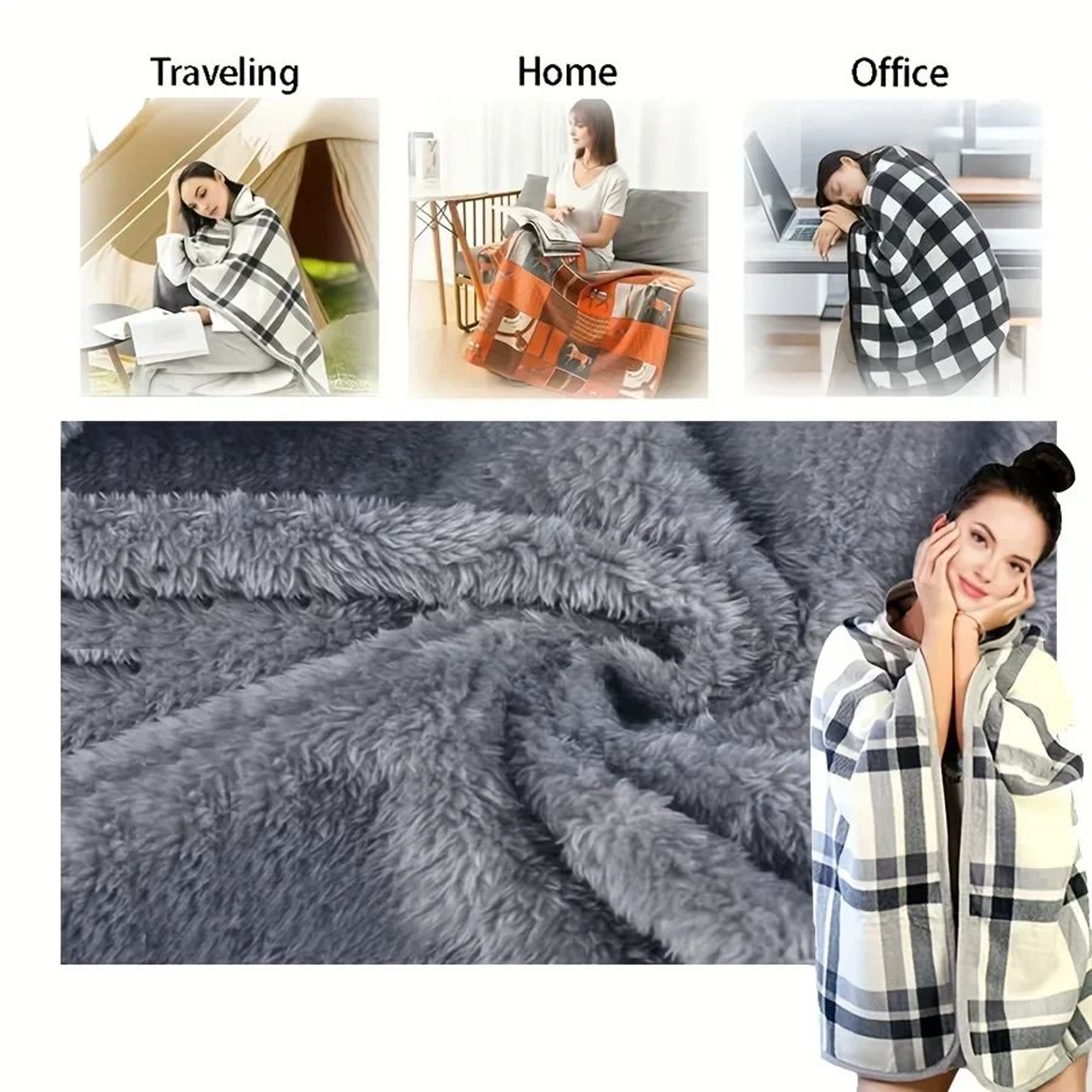 Wearable Blanket Shawl Soft Flannel Cozy Blanket Cloak For Home And Office 1