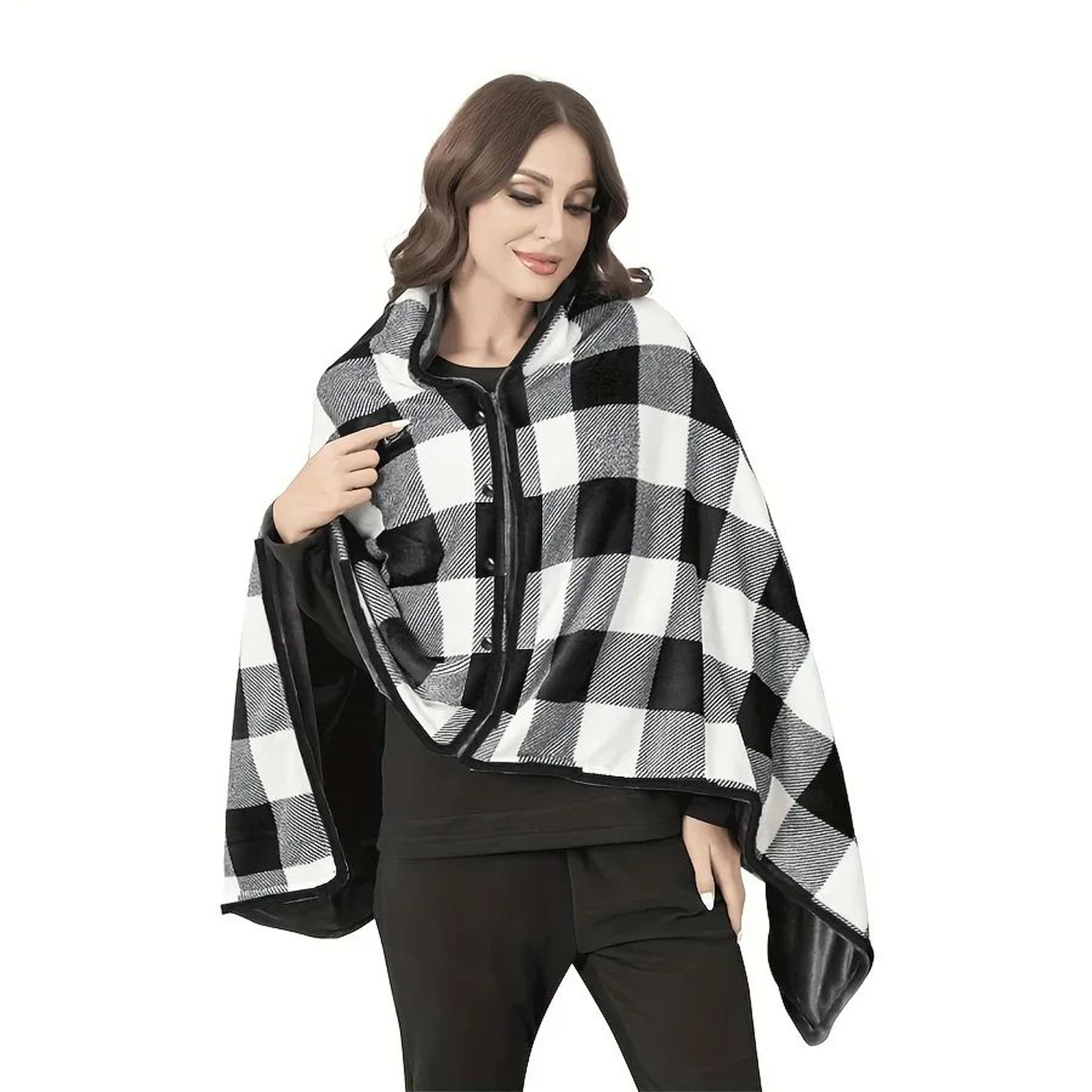 Wearable Blanket Shawl Soft Flannel Cozy Blanket Cloak For Home And Office 4