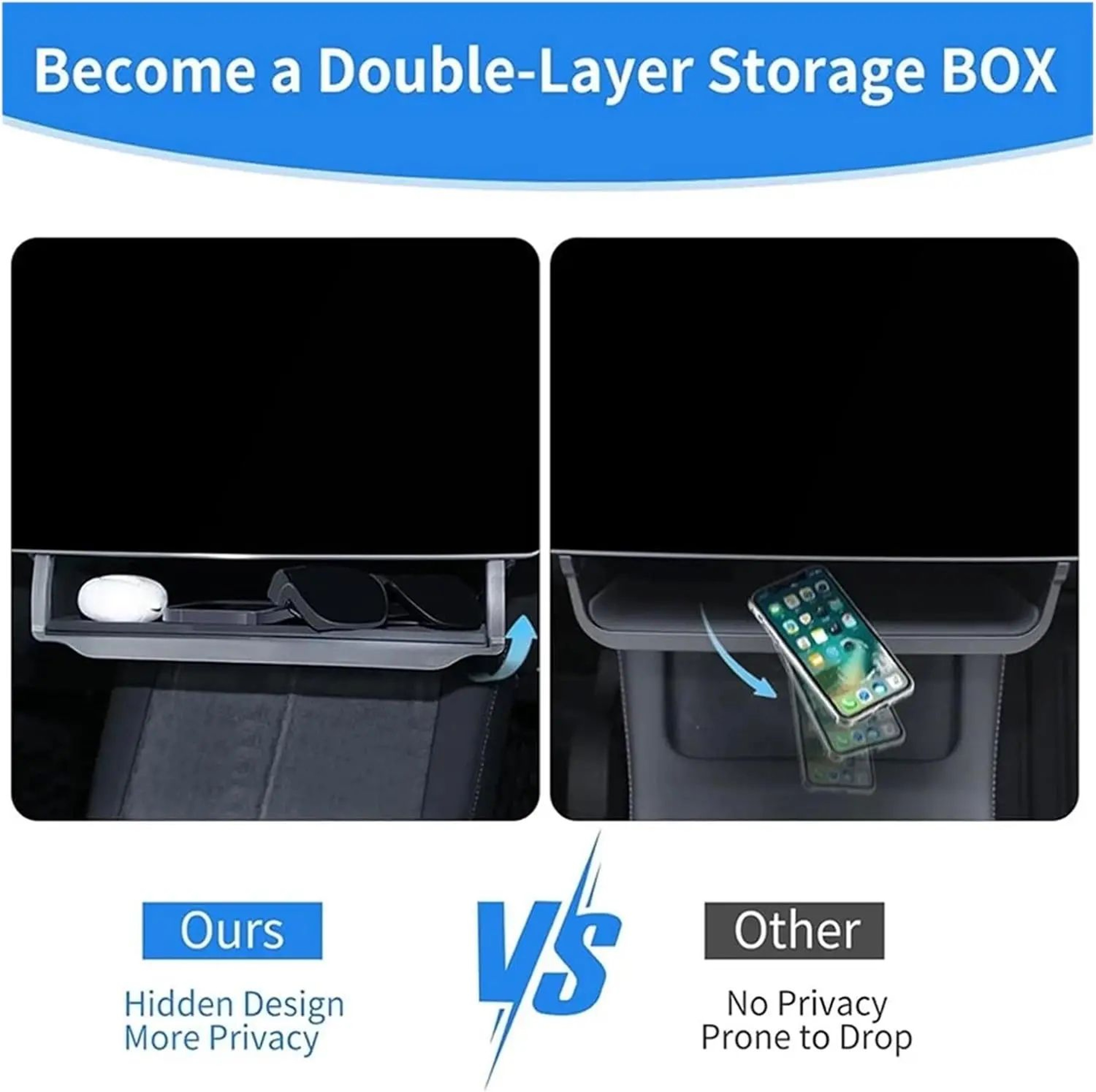 Tesla Model Y Center Console Organizer Hidden Under Screen Storage Box 2