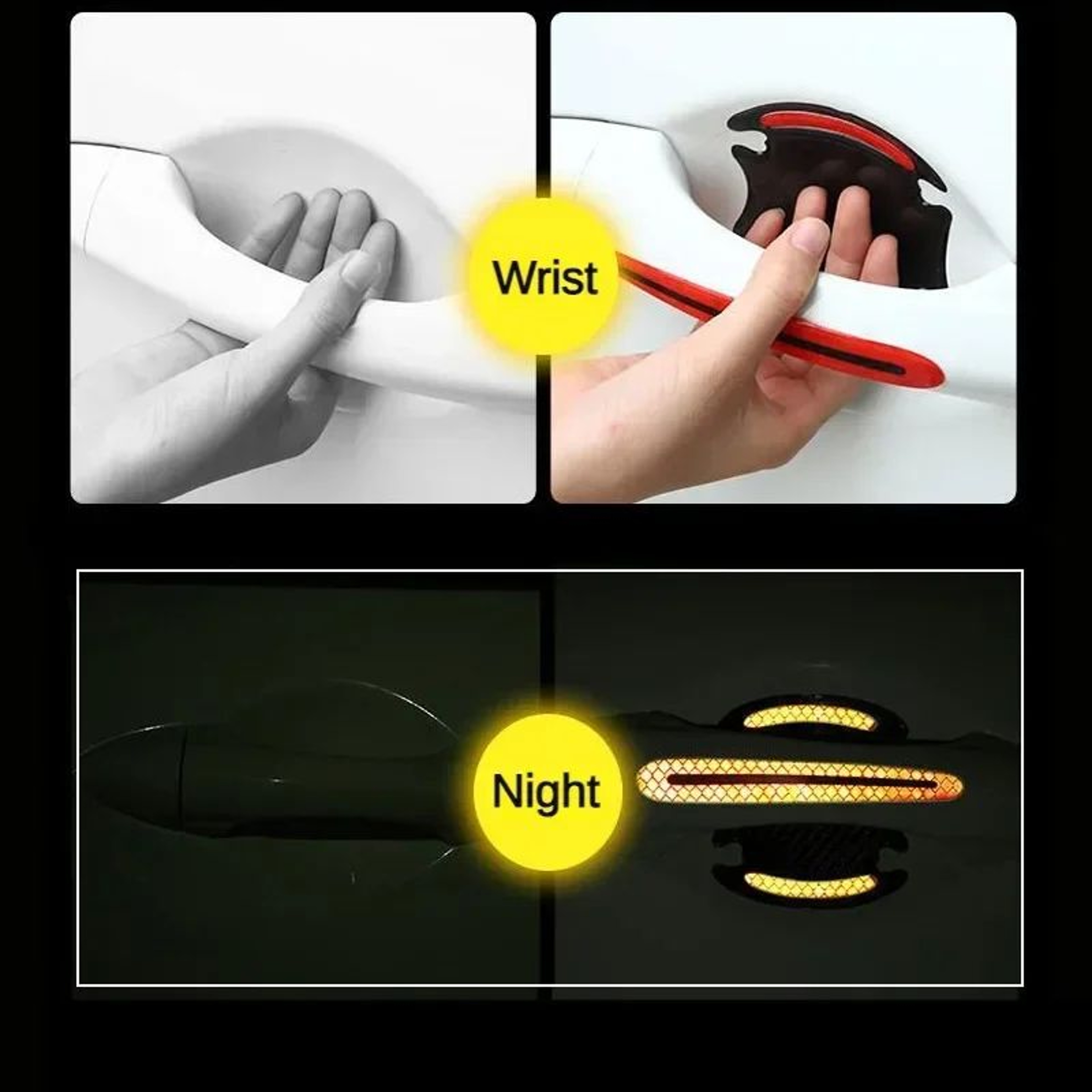 3D Reflective Car Door Handle Protector Stickers Anti Scratch Door Handle Guard 3