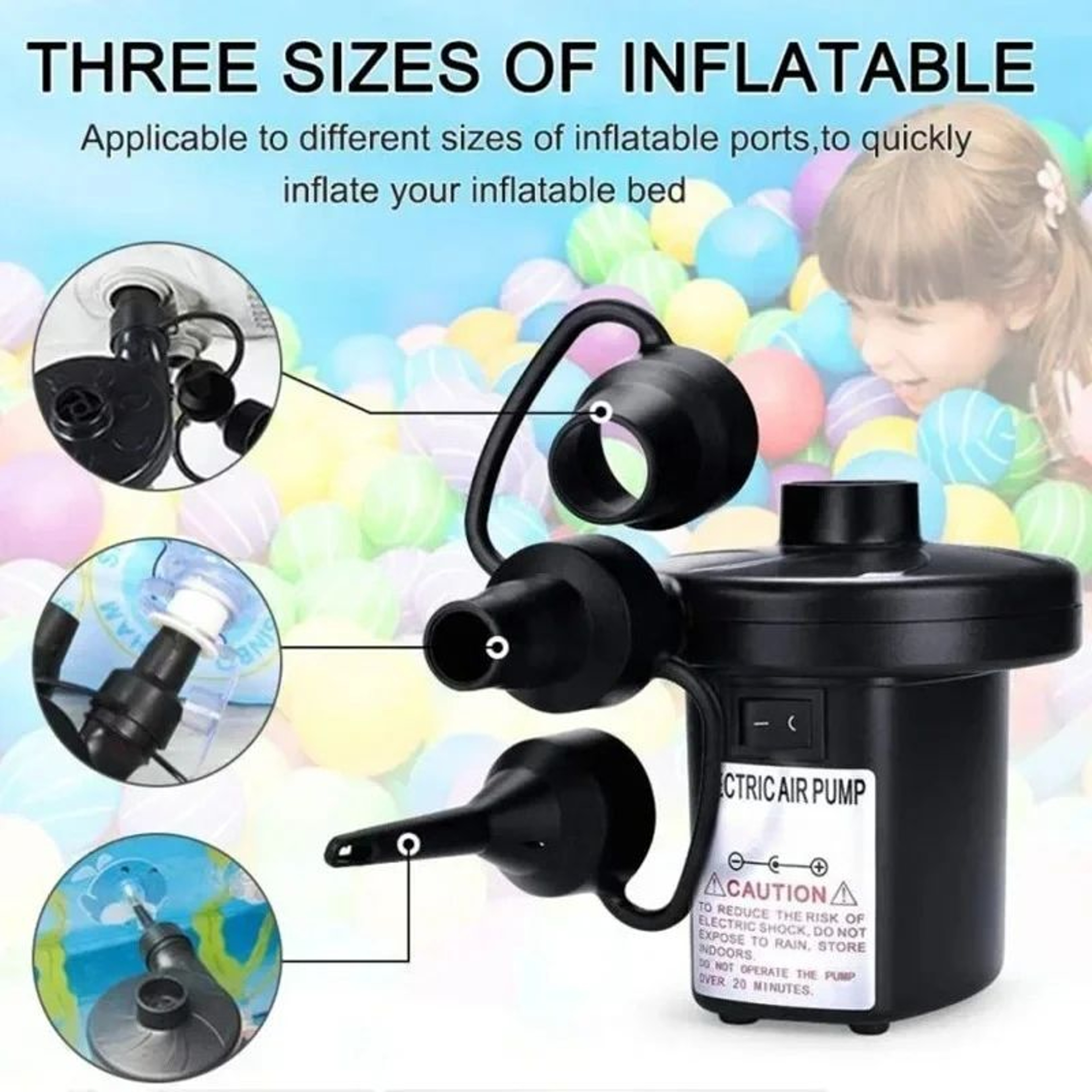 Portable Electric Air Pump Mini Inflator For Air Mattress Pool Floats And Camping Gear 5