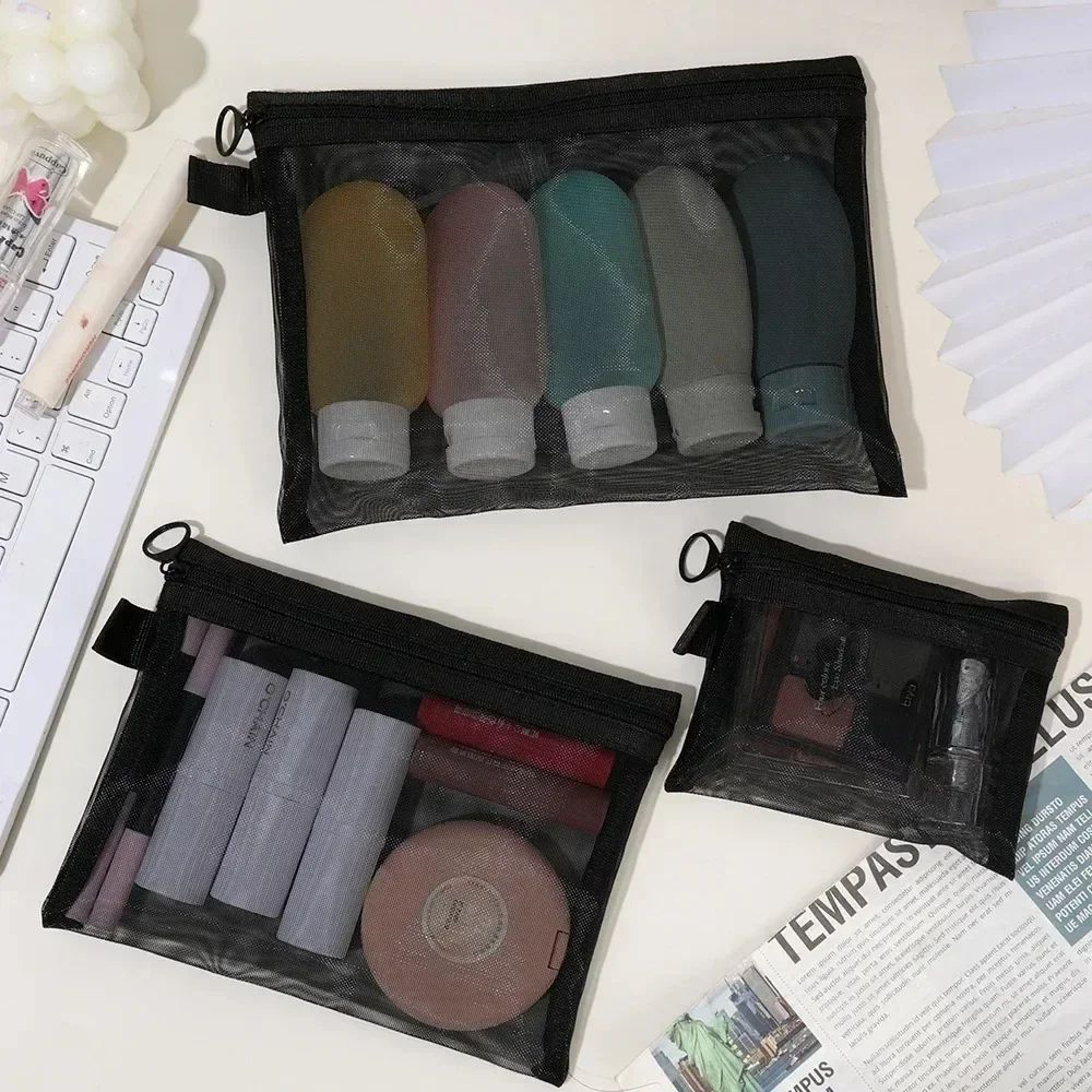 Mesh Zipper Cosmetic Storage Bag Travel Organizer Pouch 2