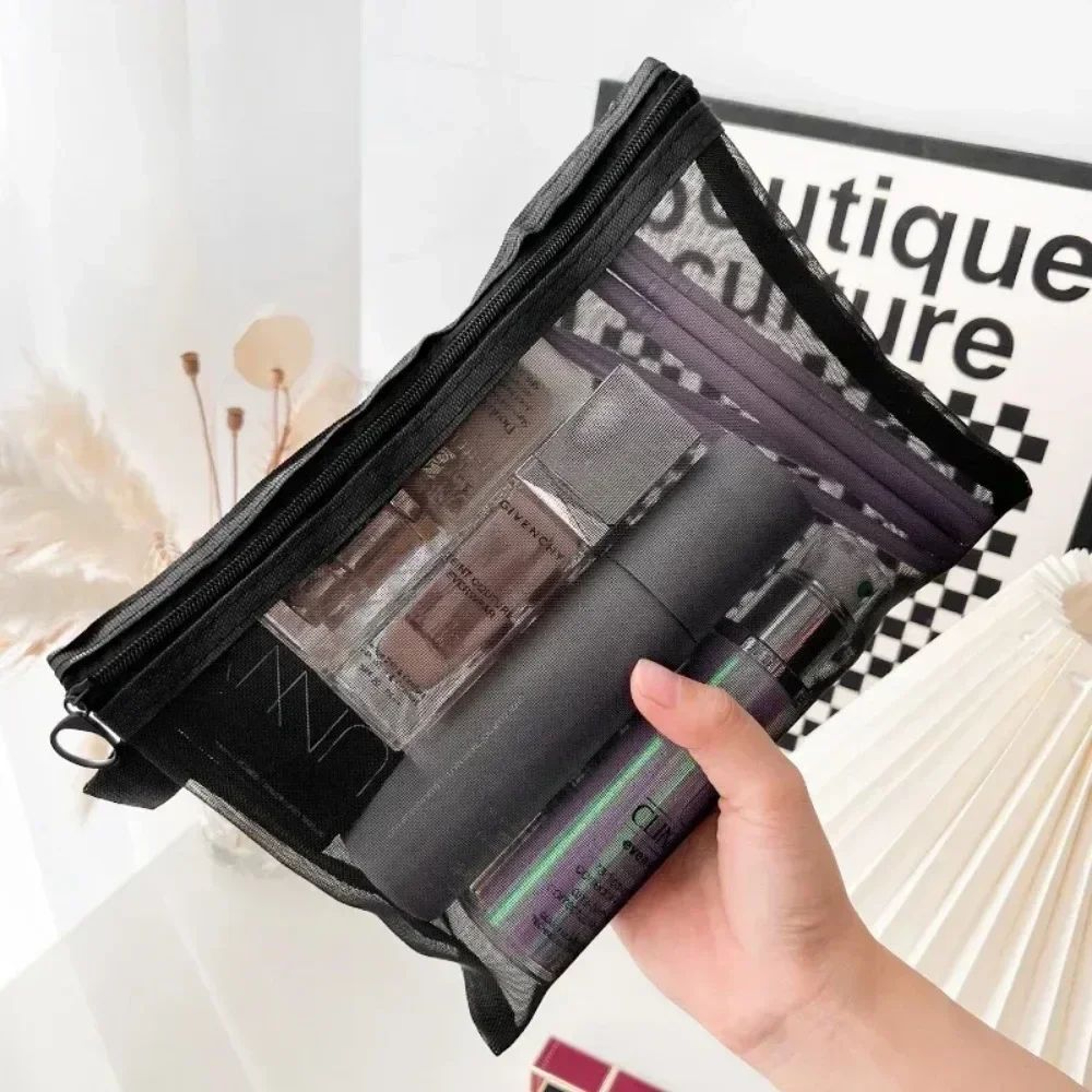 Mesh Zipper Cosmetic Storage Bag Travel Organizer Pouch 3