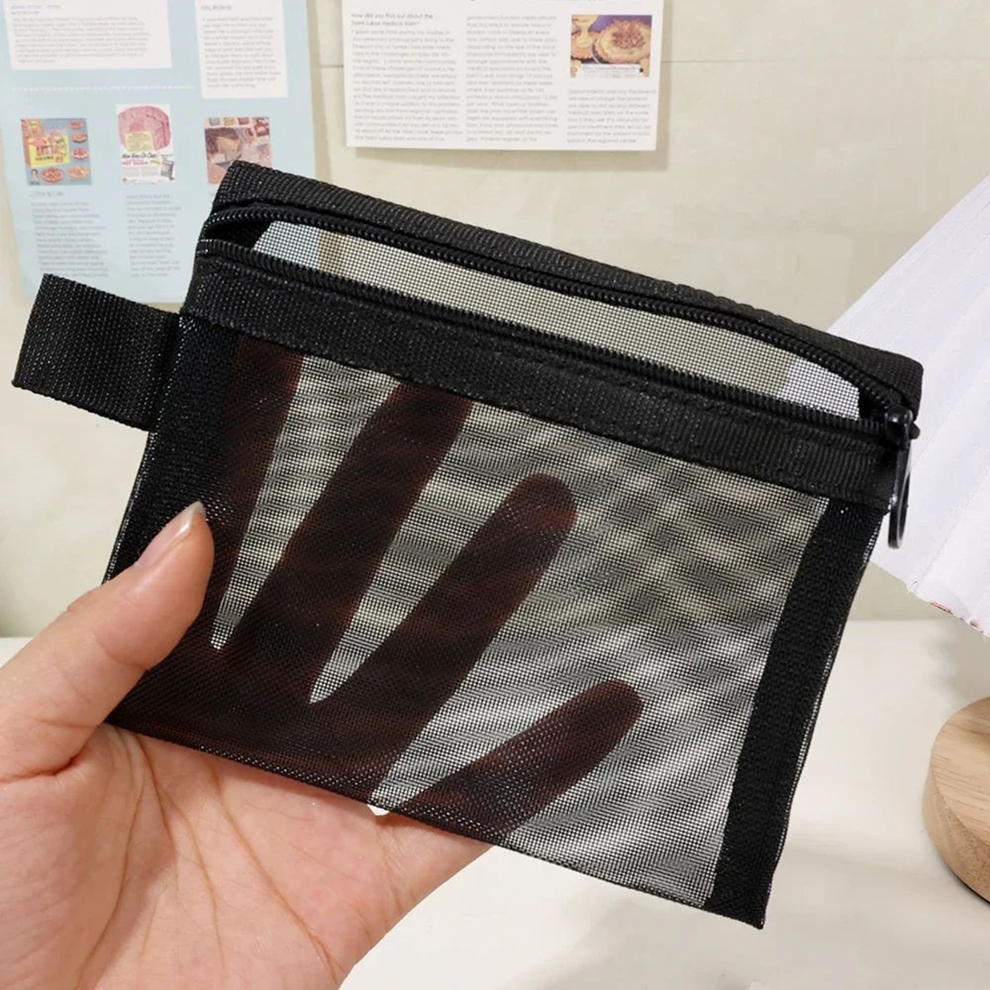 Mesh Zipper Cosmetic Storage Bag Travel Organizer Pouch 4