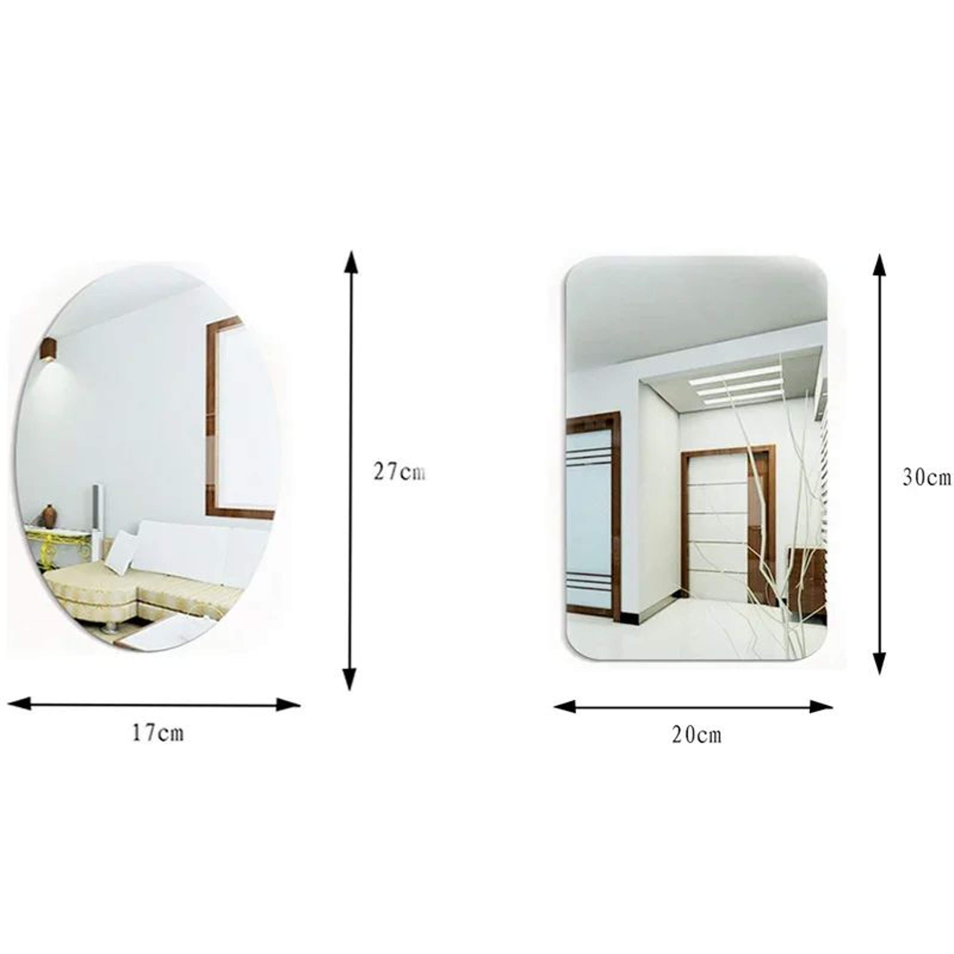 3D Acrylic Mirror Wall Stickers Reflective Oval Decor 0