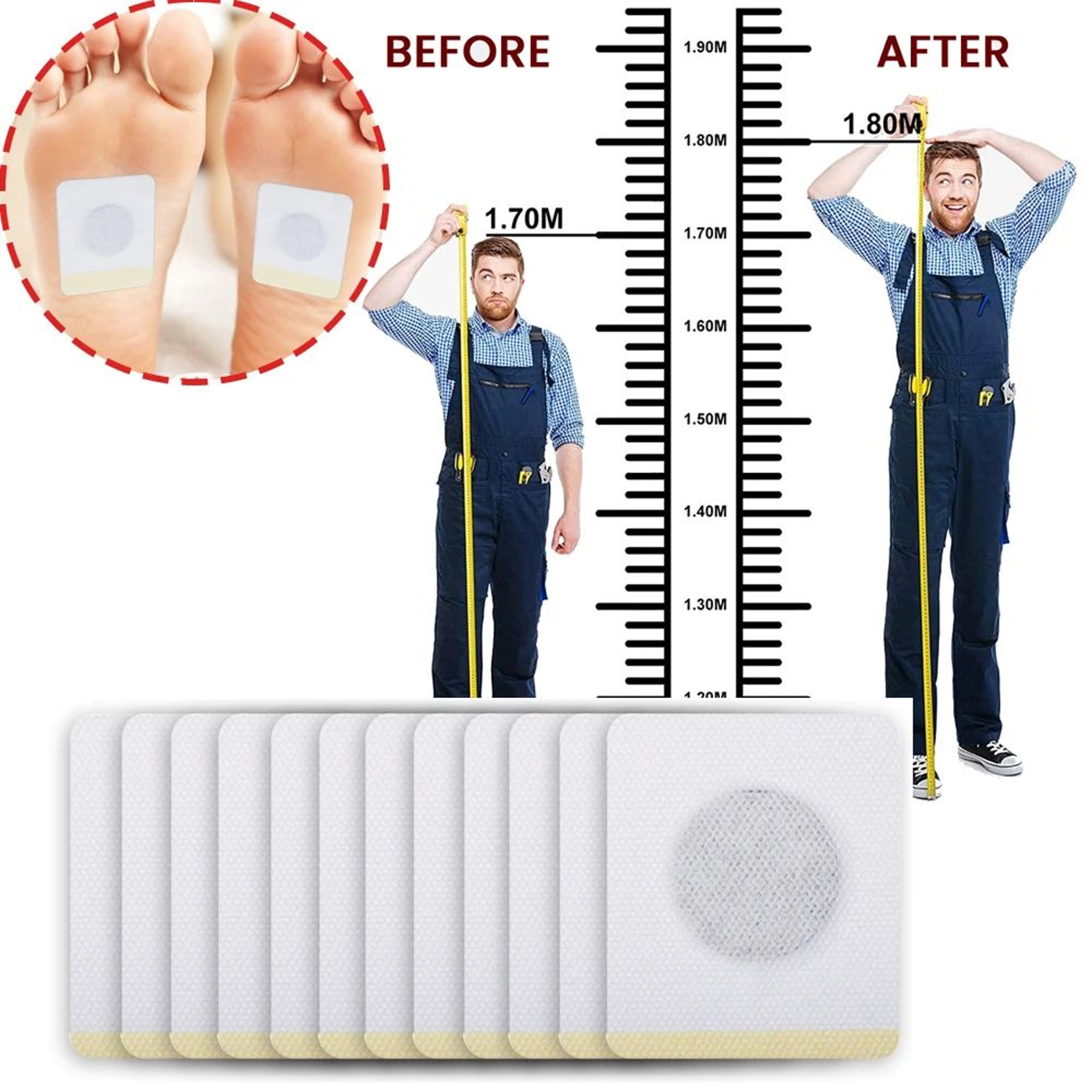 Height Growth Foot Patches Bone Support Plantar Acupoint Stickers 0