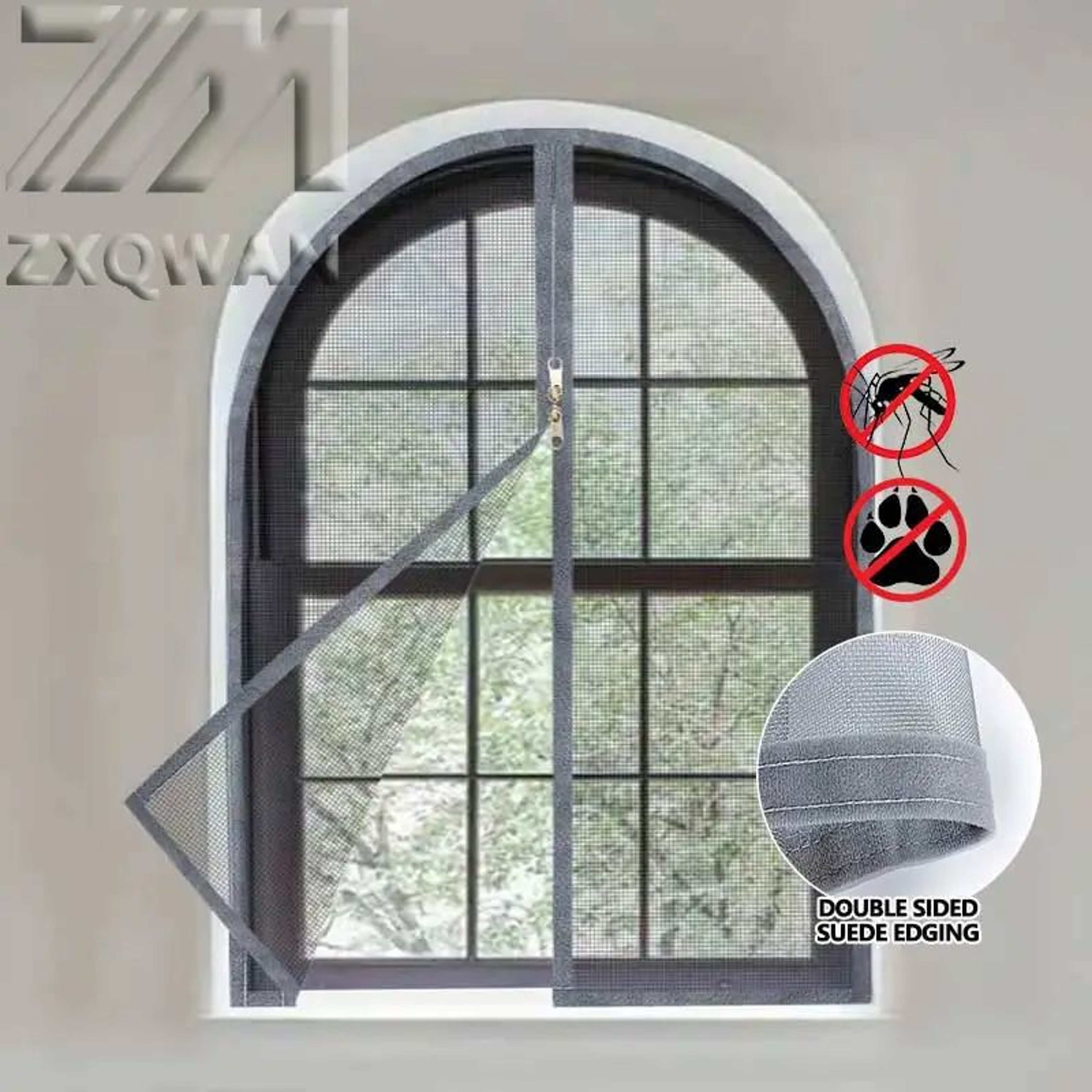 Custom Curved Window Mosquito Screen Zipper Insect Mesh 0