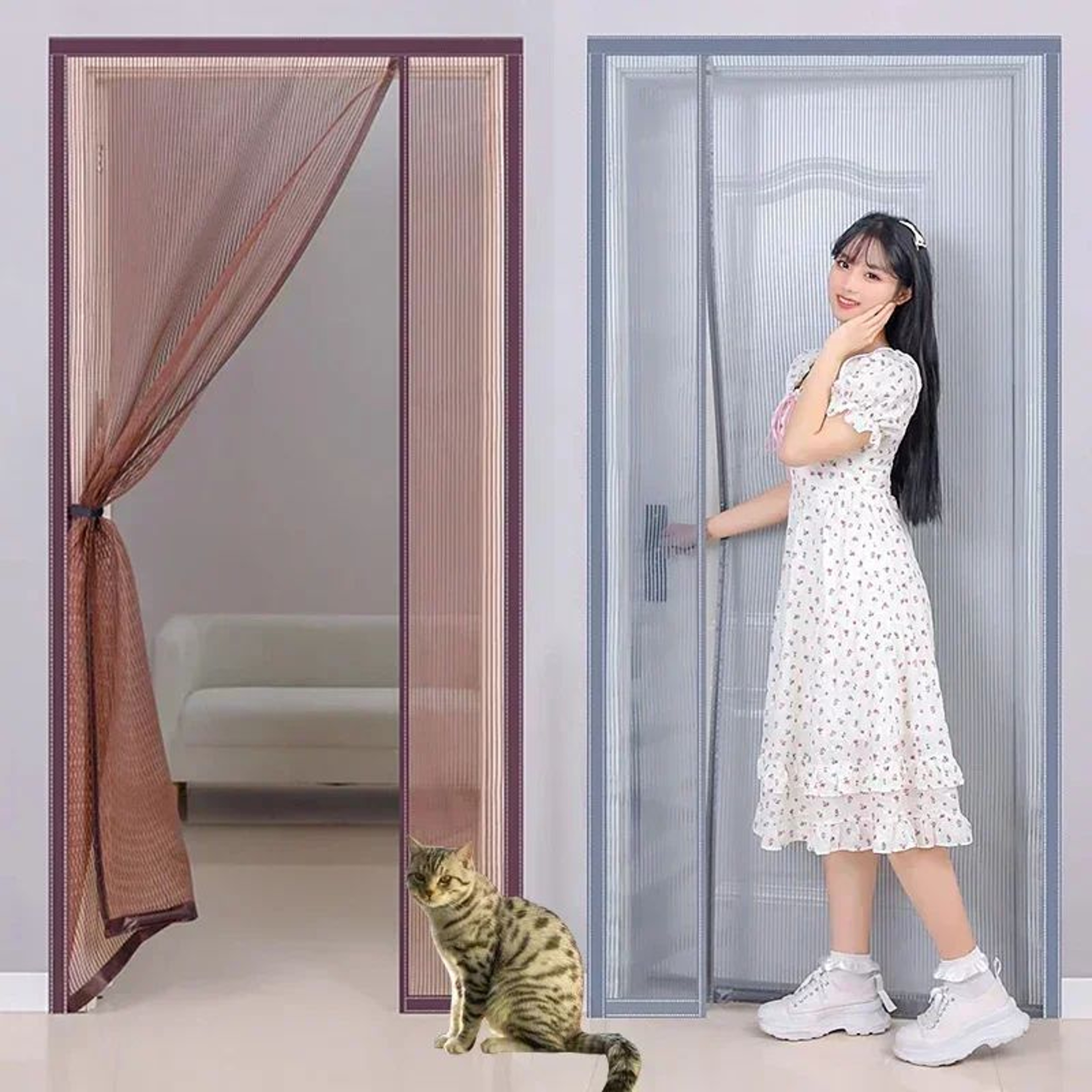 Custom Magnetic Mosquito Door Curtain Self Closing Mesh 2