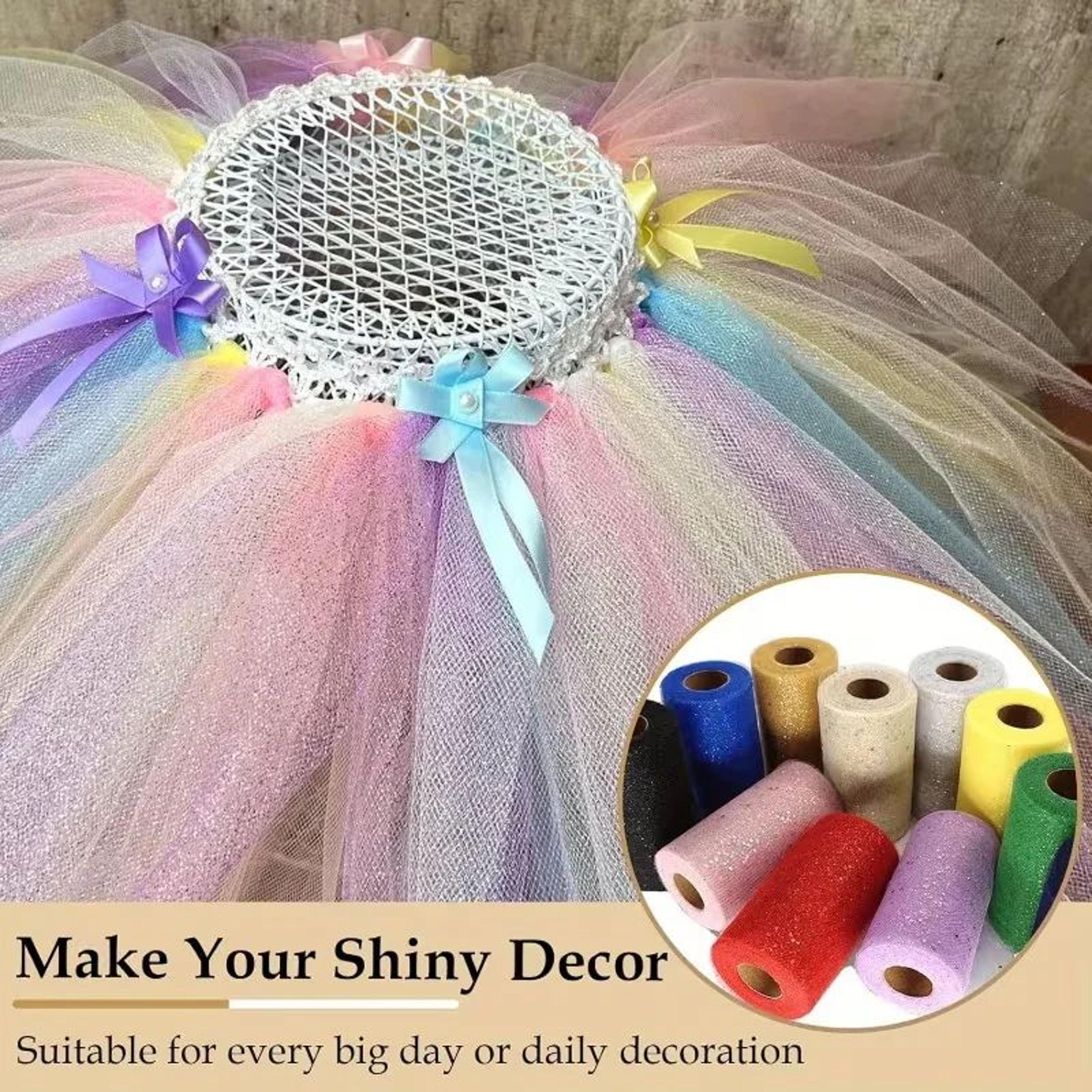 Glitter Sequin Tulle Roll Wedding And Party Craft Fabric 4