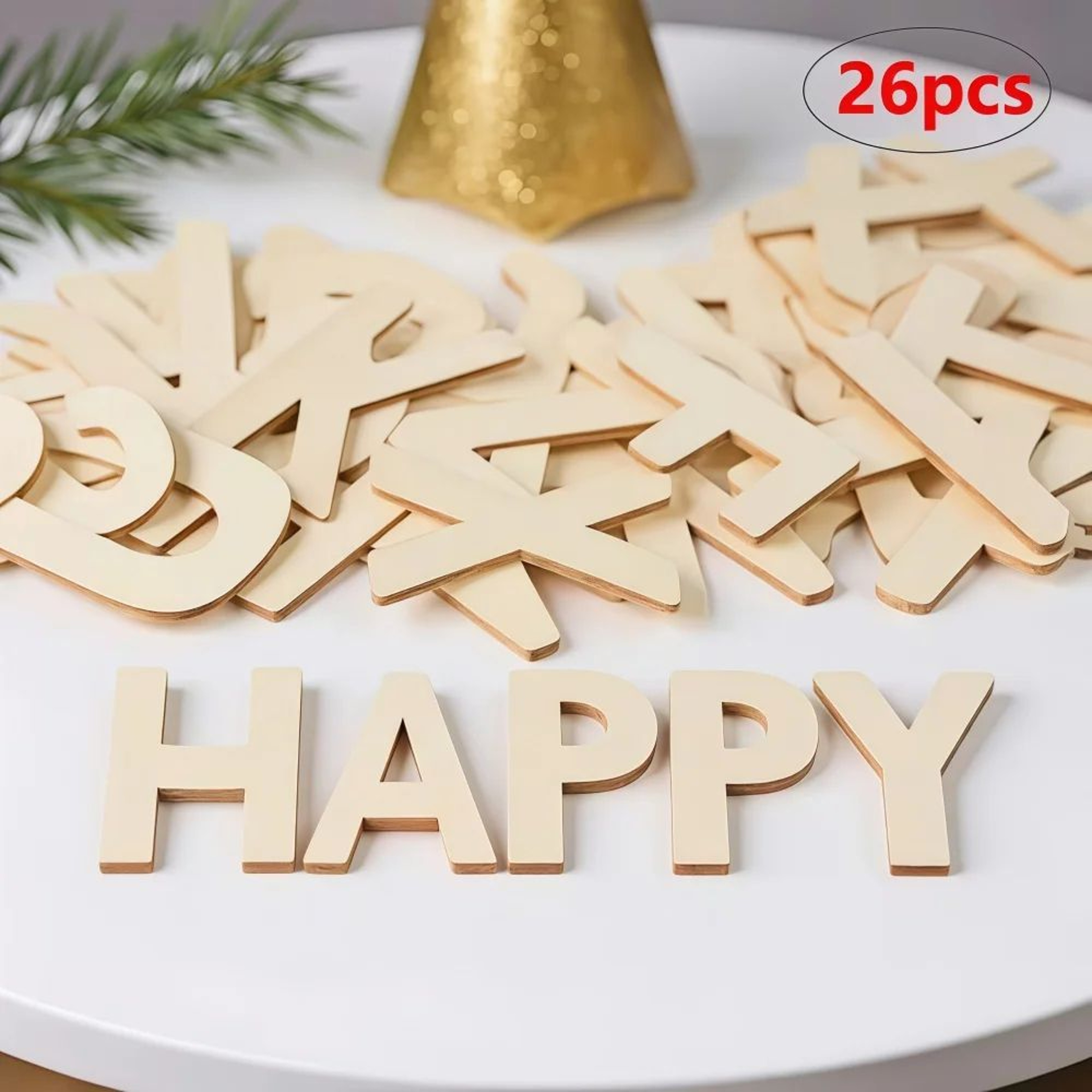 26 Piece Unfinished Wooden Letters DIY Alphabet Decor 0