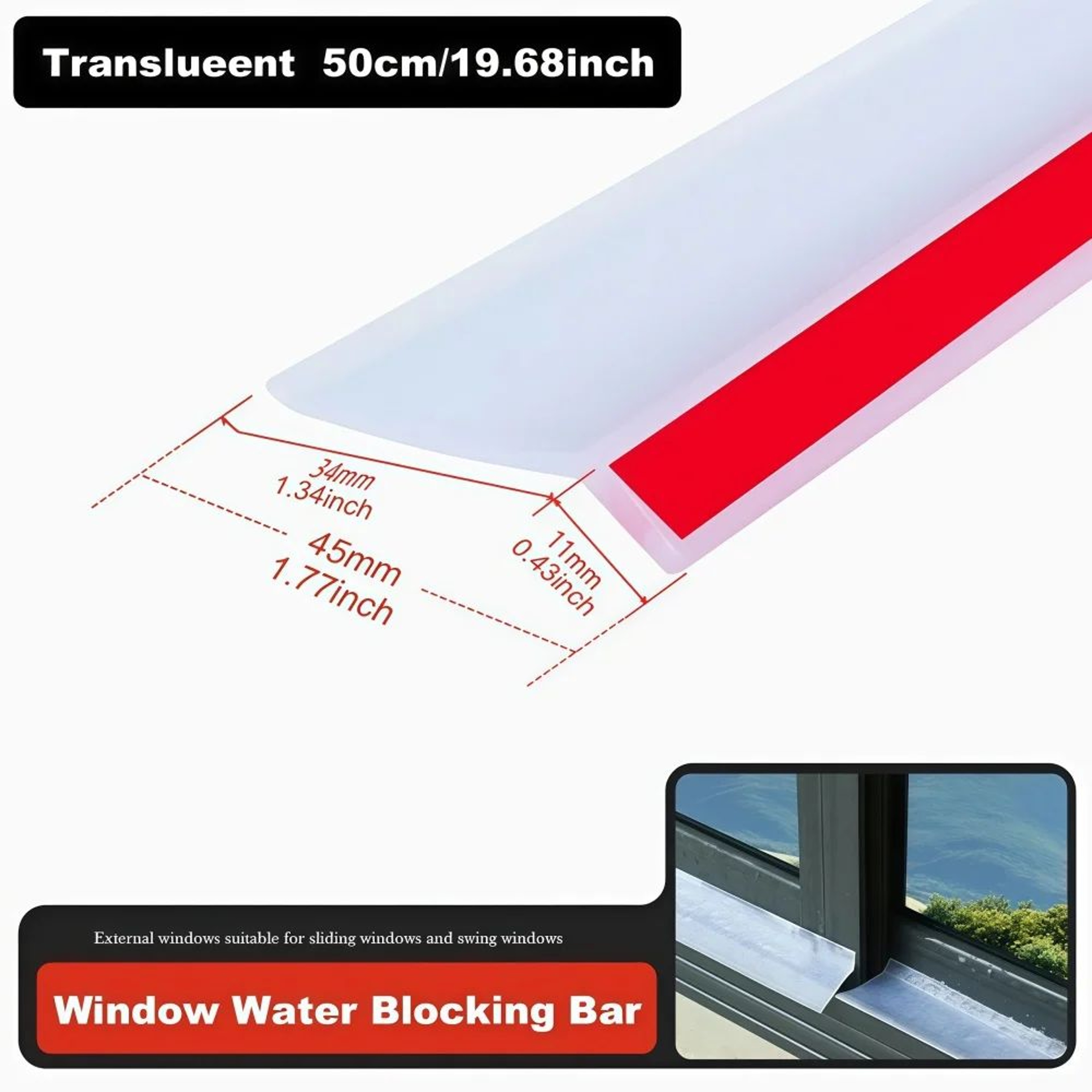 Transparent Window Water Blocking Bar Weather Seal 8