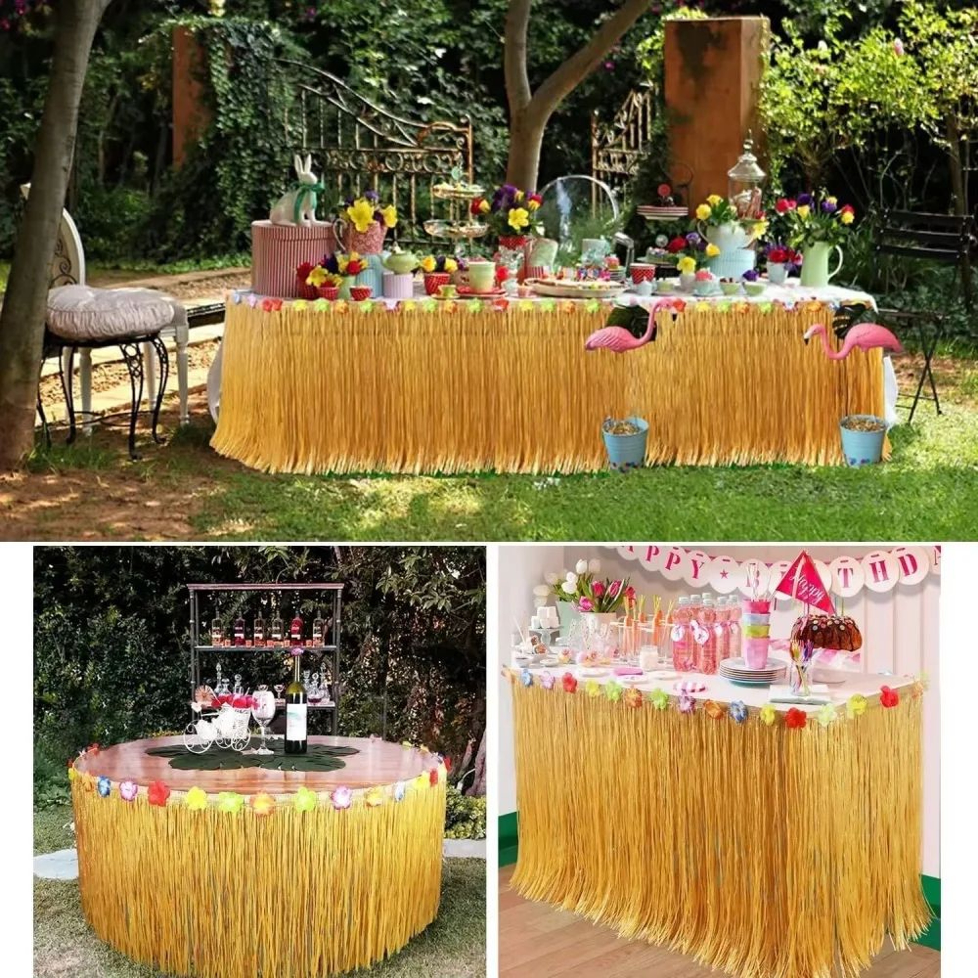 Reusable Hawaiian Grass Table Skirt 5