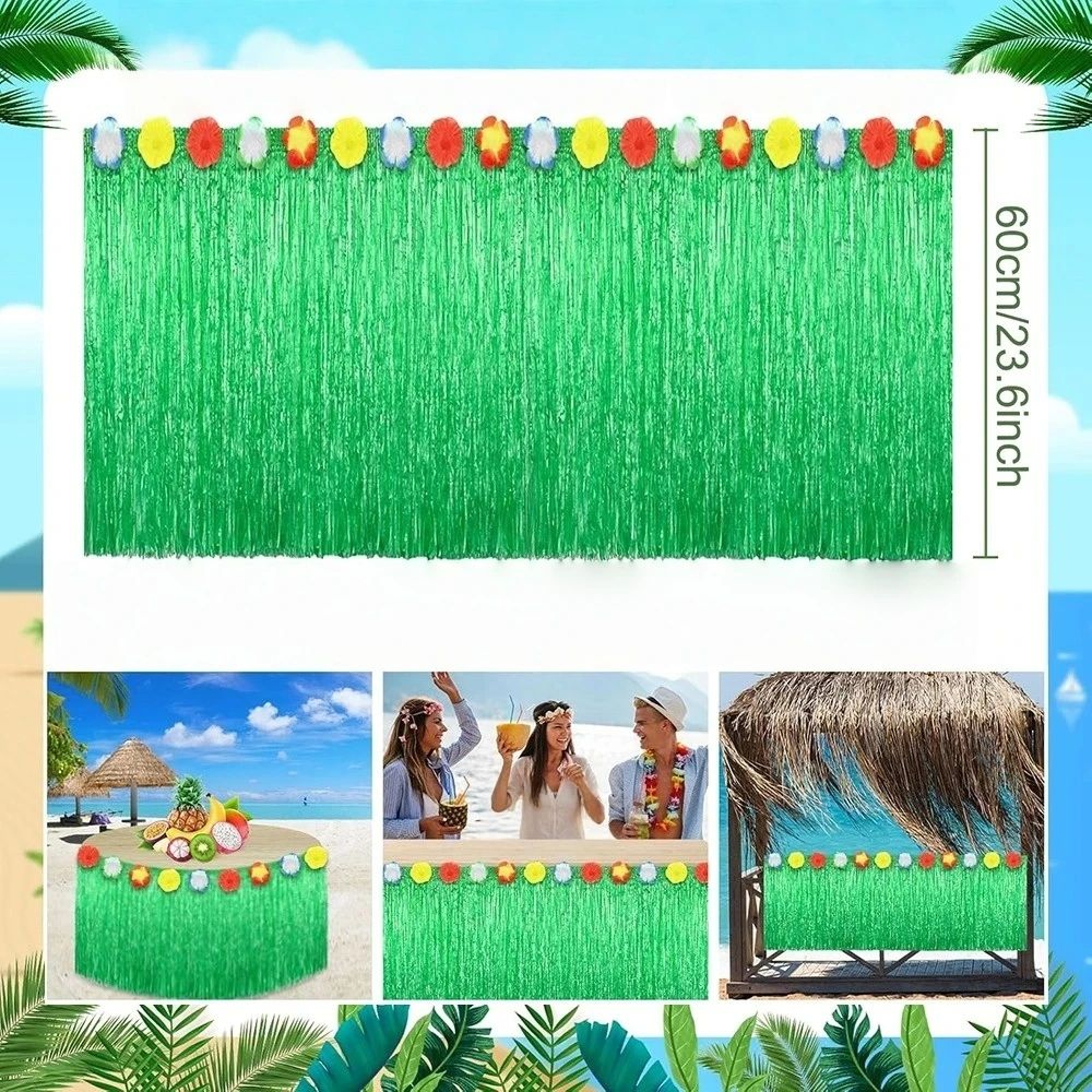 Reusable Hawaiian Grass Table Skirt 7