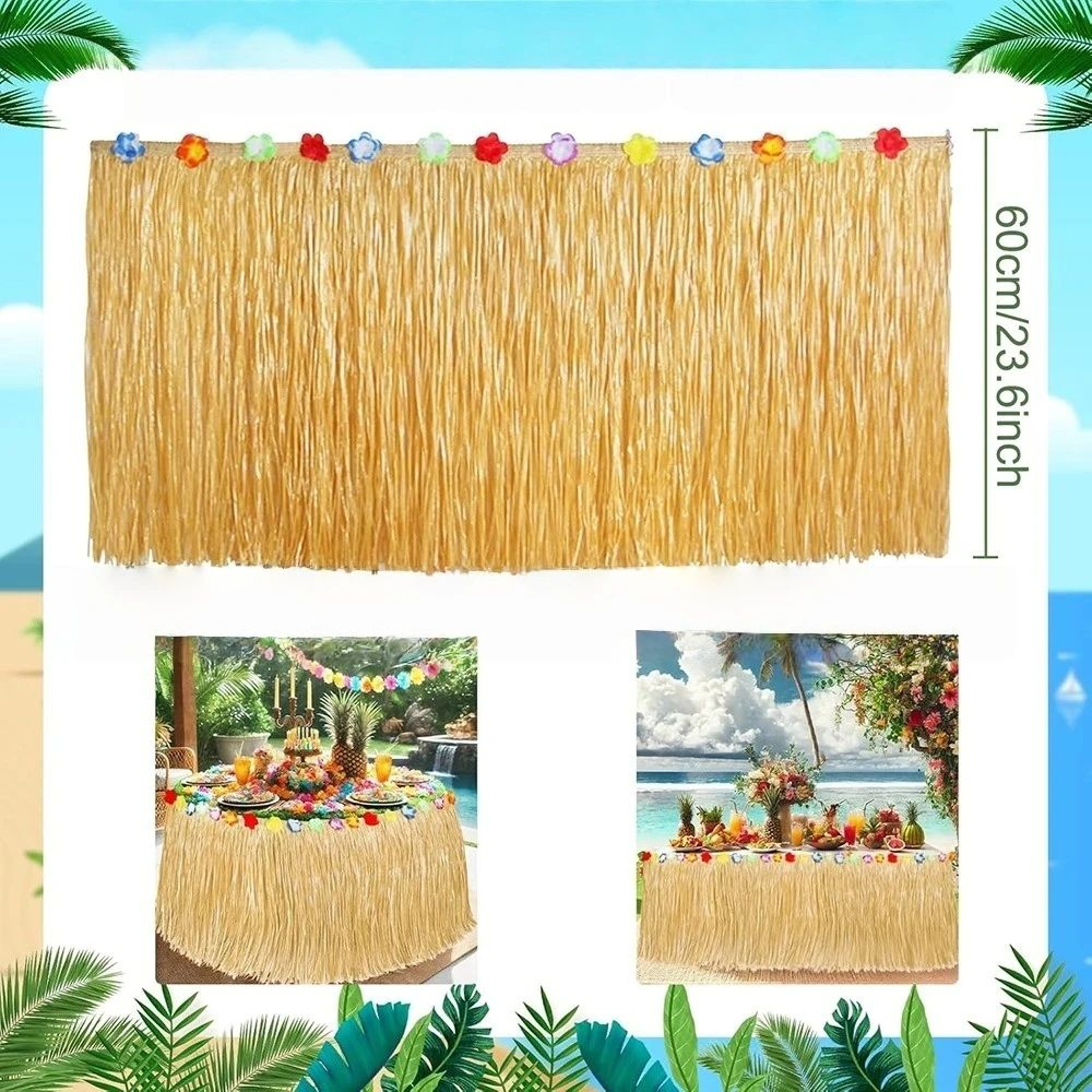 Reusable Hawaiian Grass Table Skirt 8