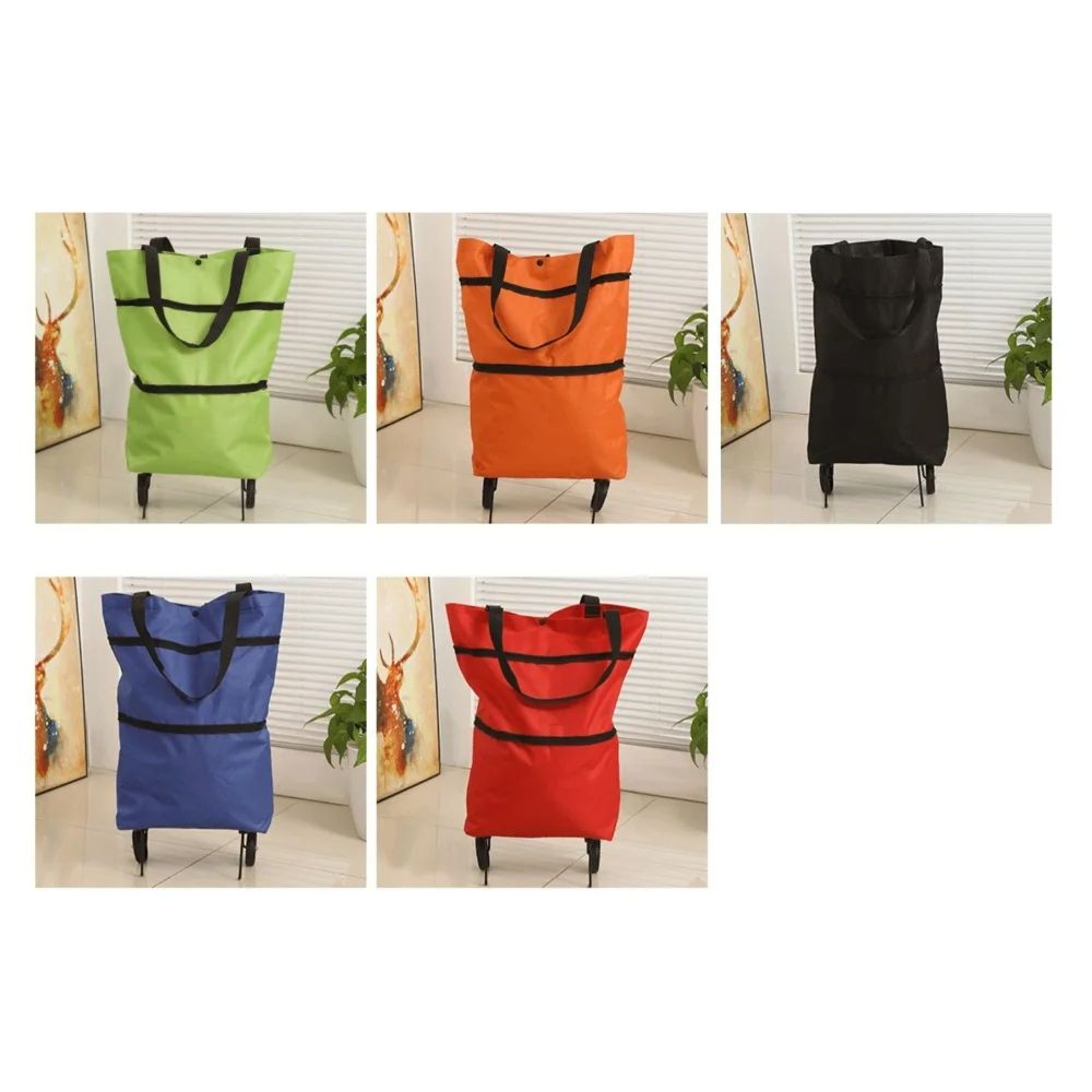 2 In 1 Foldable Shopping Cart Rolling Grocery Bag 5