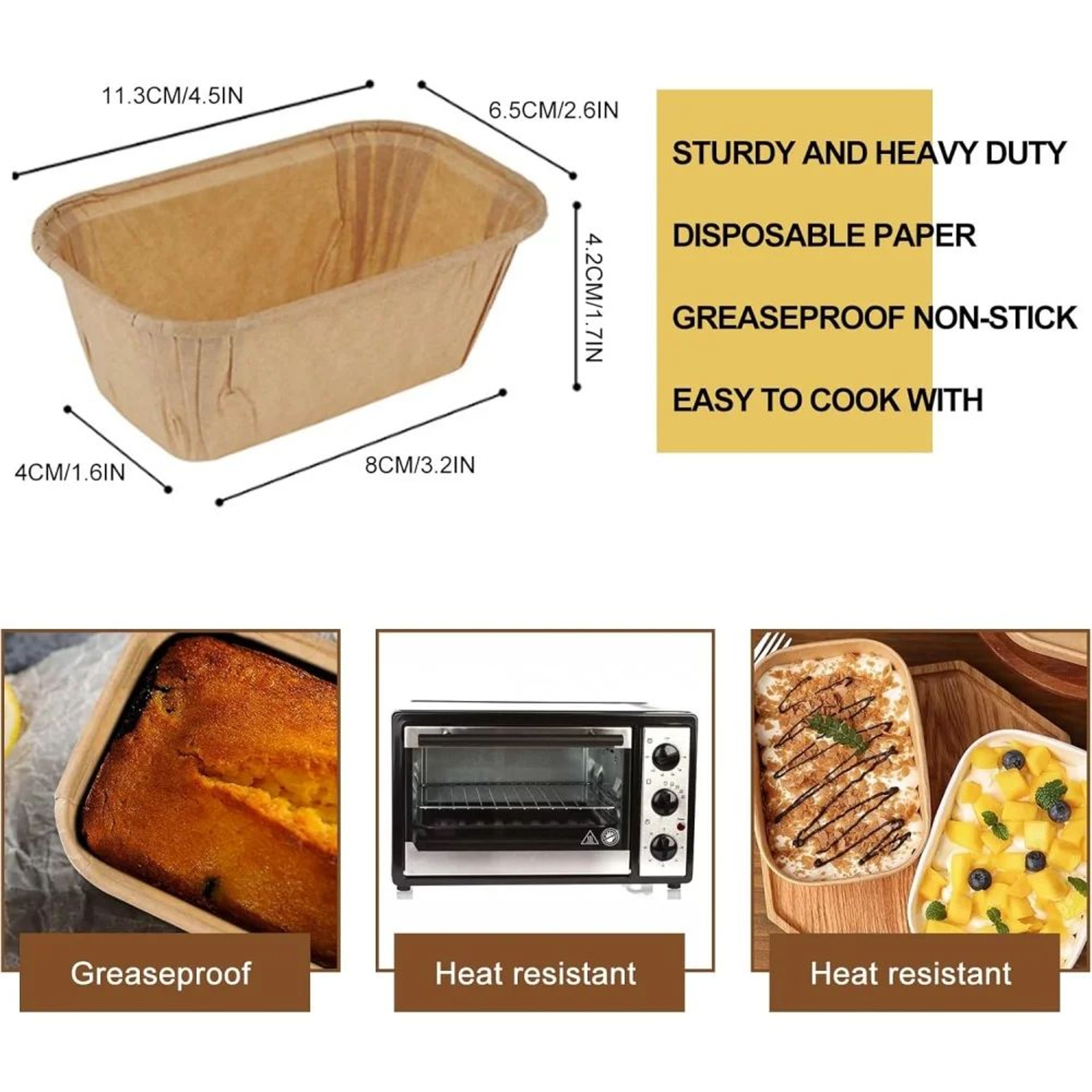 50 Piece Disposable Mini Loaf Baking Pans 1