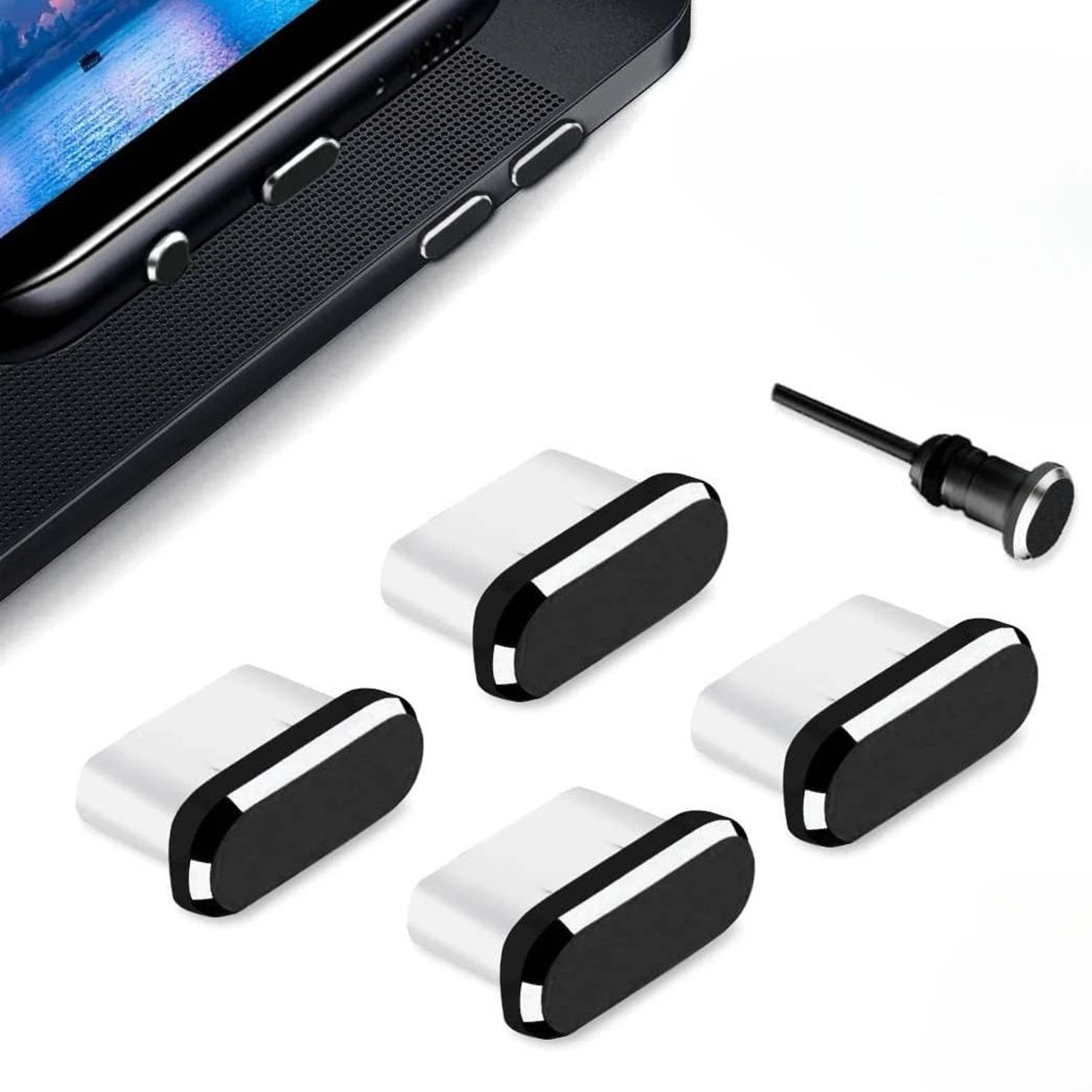 4 Piece Anti Lost USB C Dust Plug Set 0